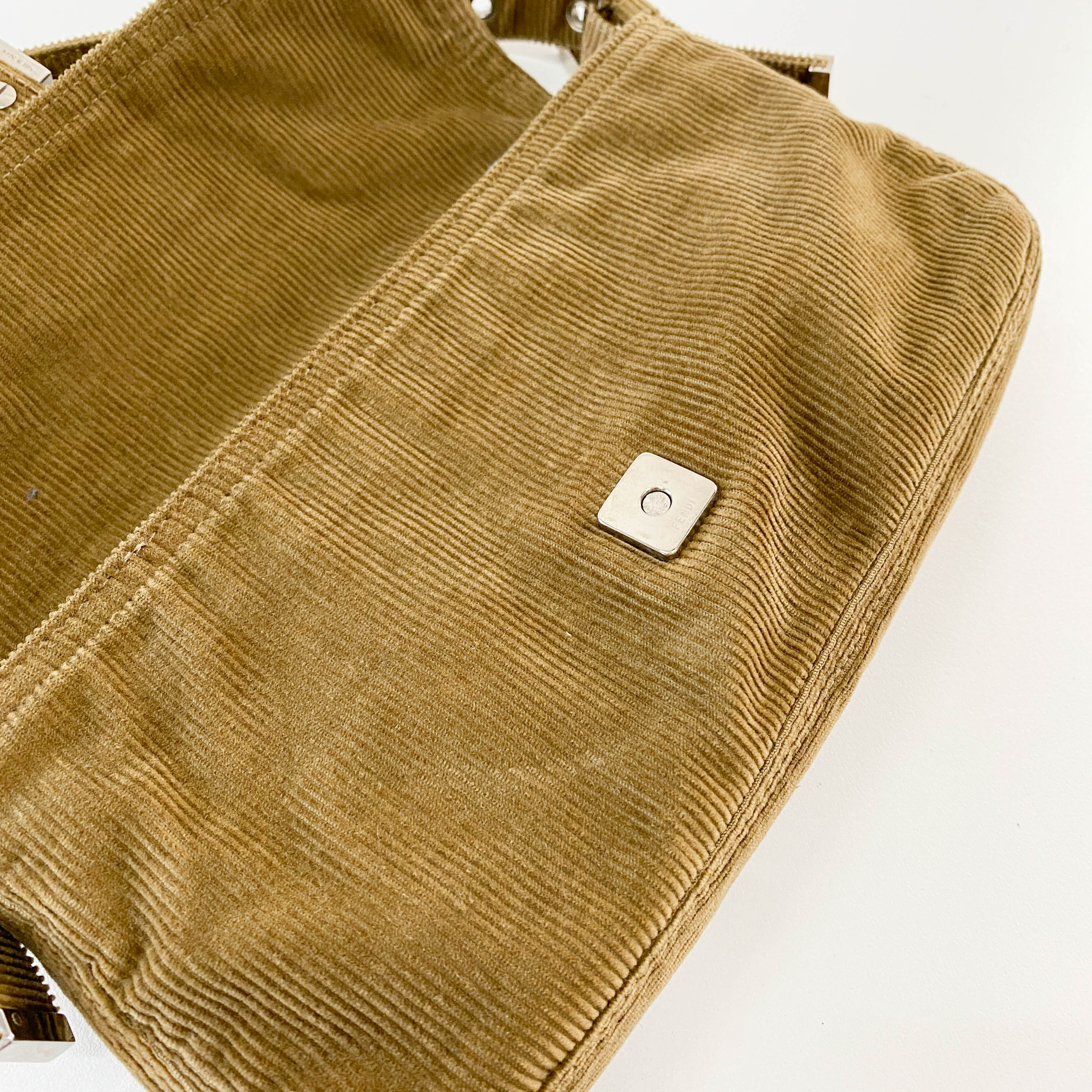 Baguette Khaki Corduroy Shoulder Bag