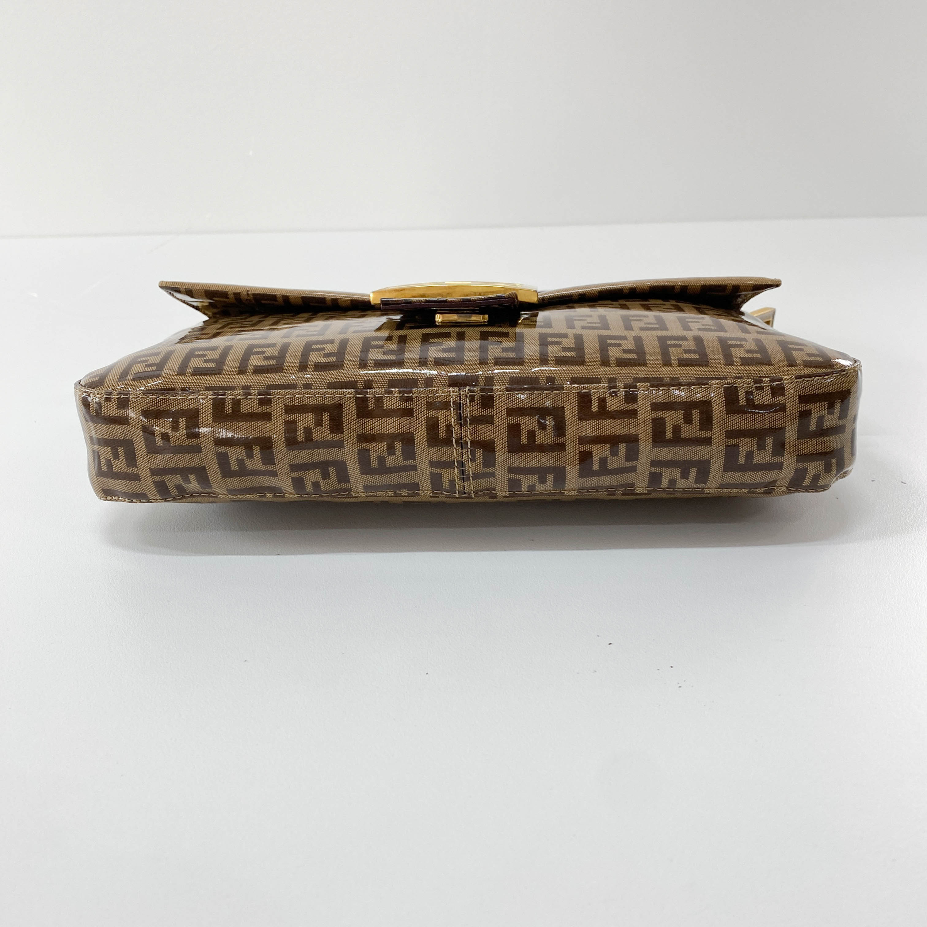 Baguette Brown Coated Canvas Shoulder Bag