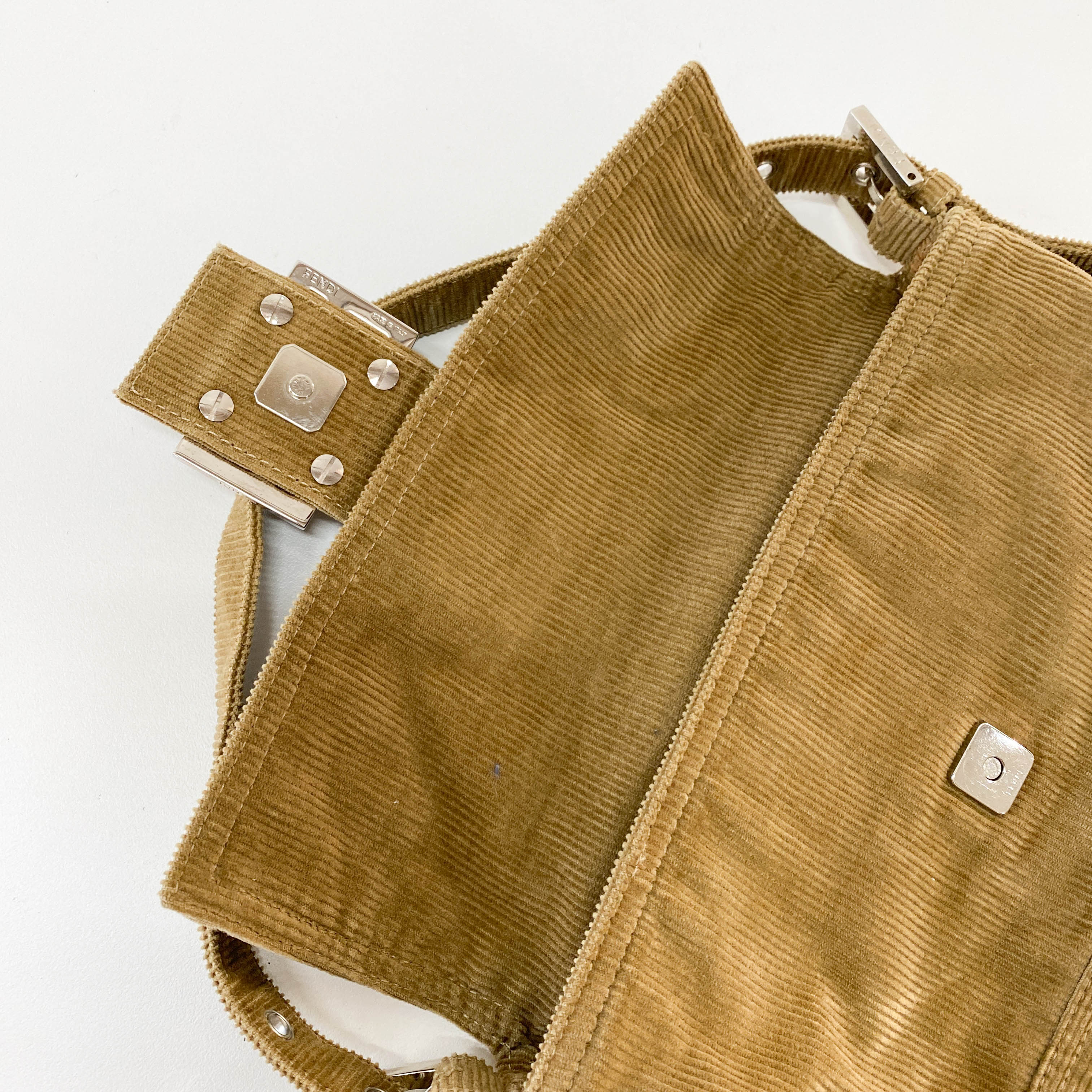 Baguette Khaki Corduroy Shoulder Bag