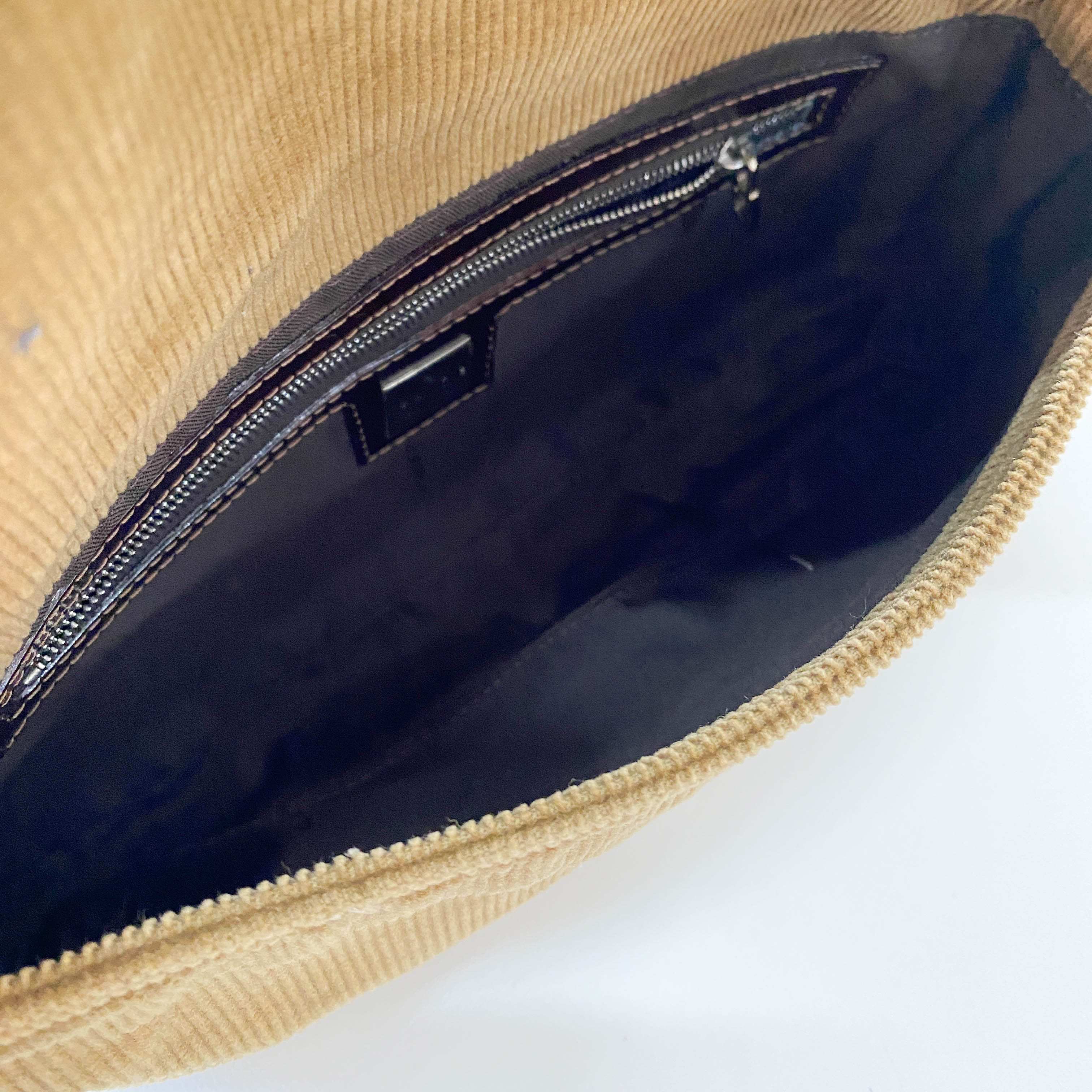 Baguette Khaki Corduroy Shoulder Bag