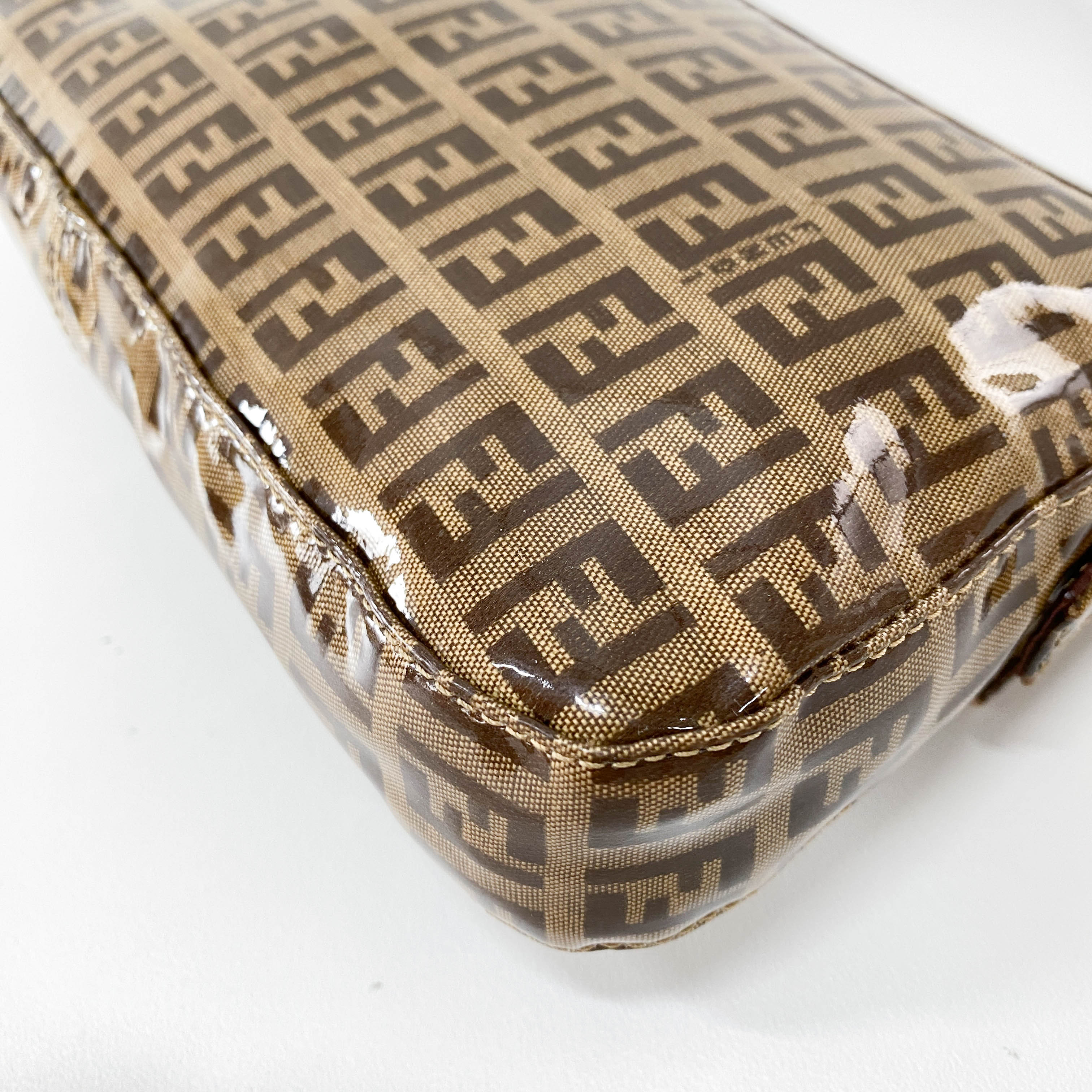 Baguette Brown Coated Canvas Shoulder Bag