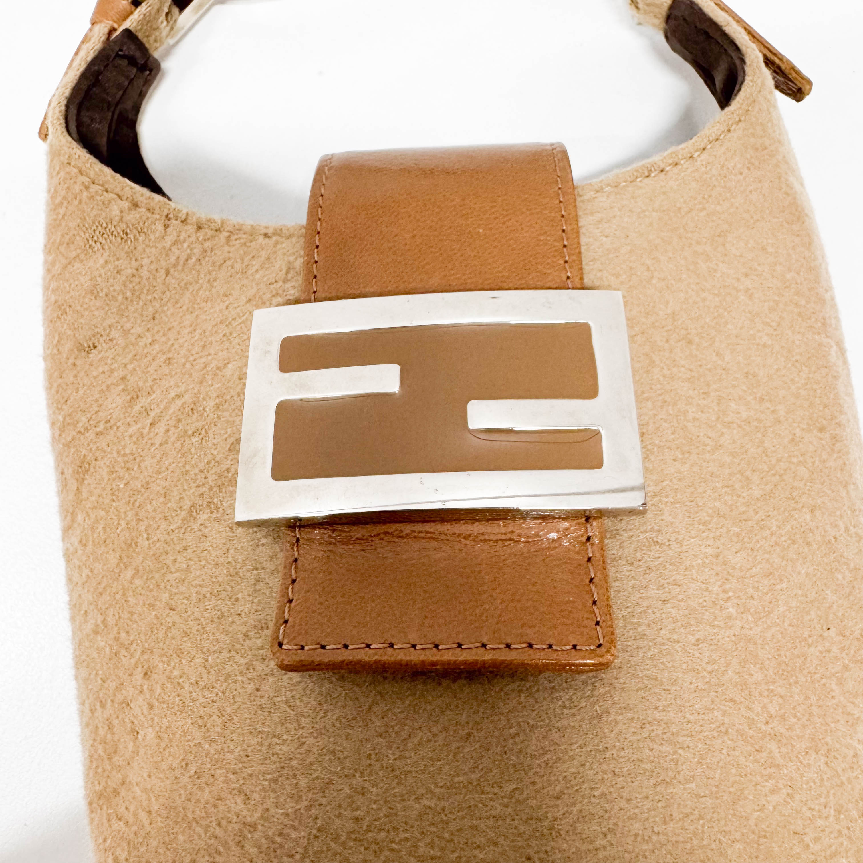 Beige Cashmere Hobo Shoulder Bag