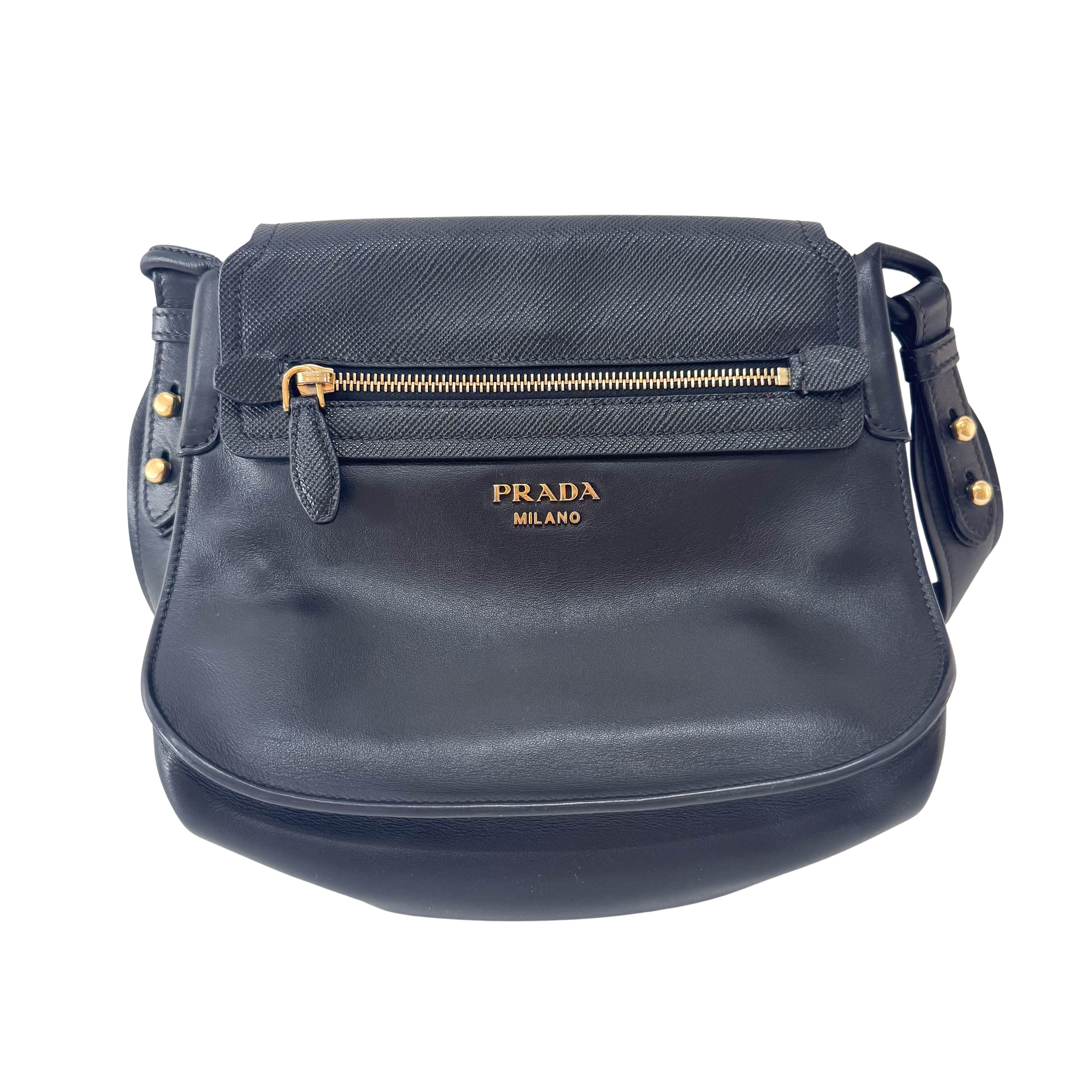 Saffiano Cuir Black Leather Bag