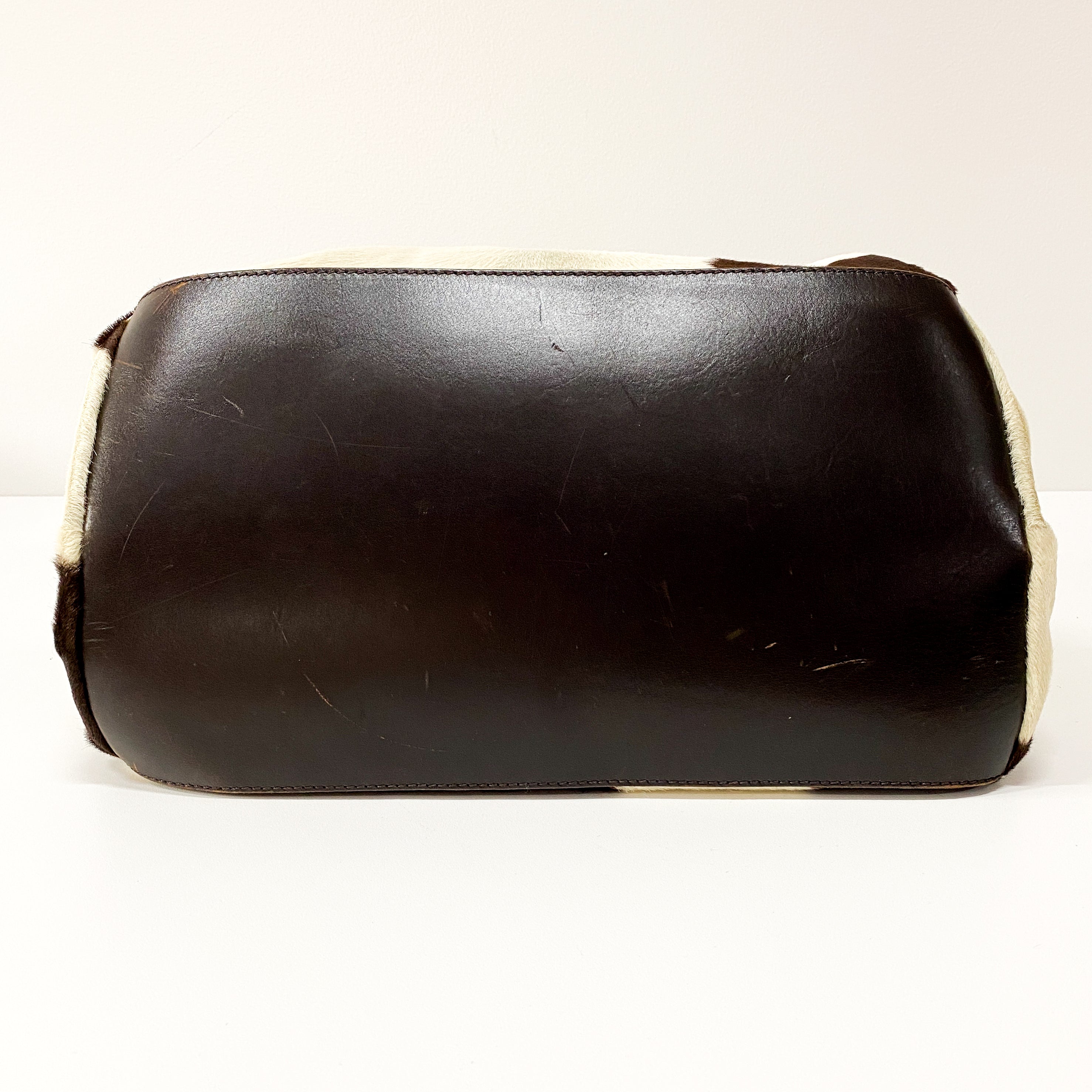 Cow Print Pony Hair & Blue Denim Shoulder Bag