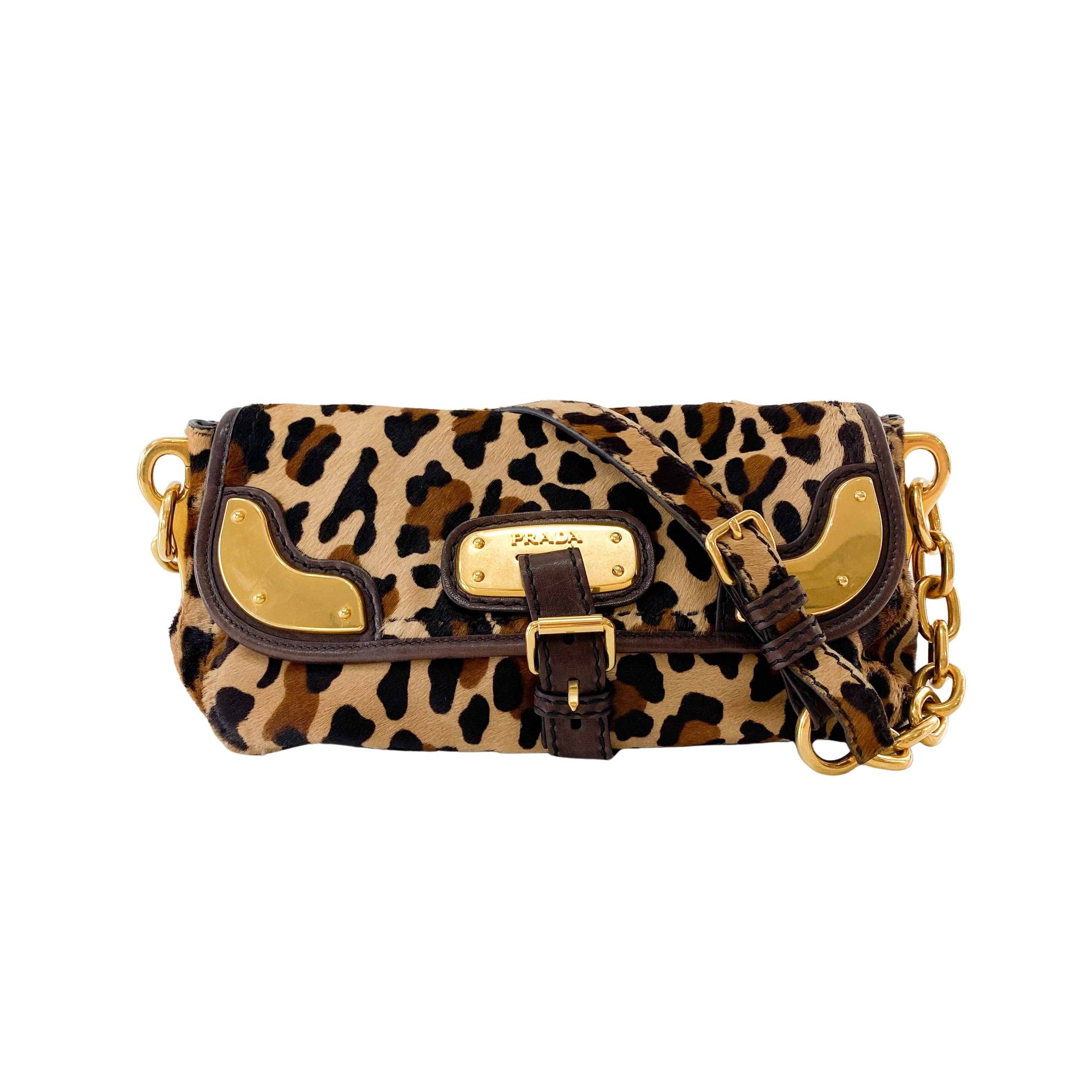 Leopard Print Pony Hair Shoulder Bag