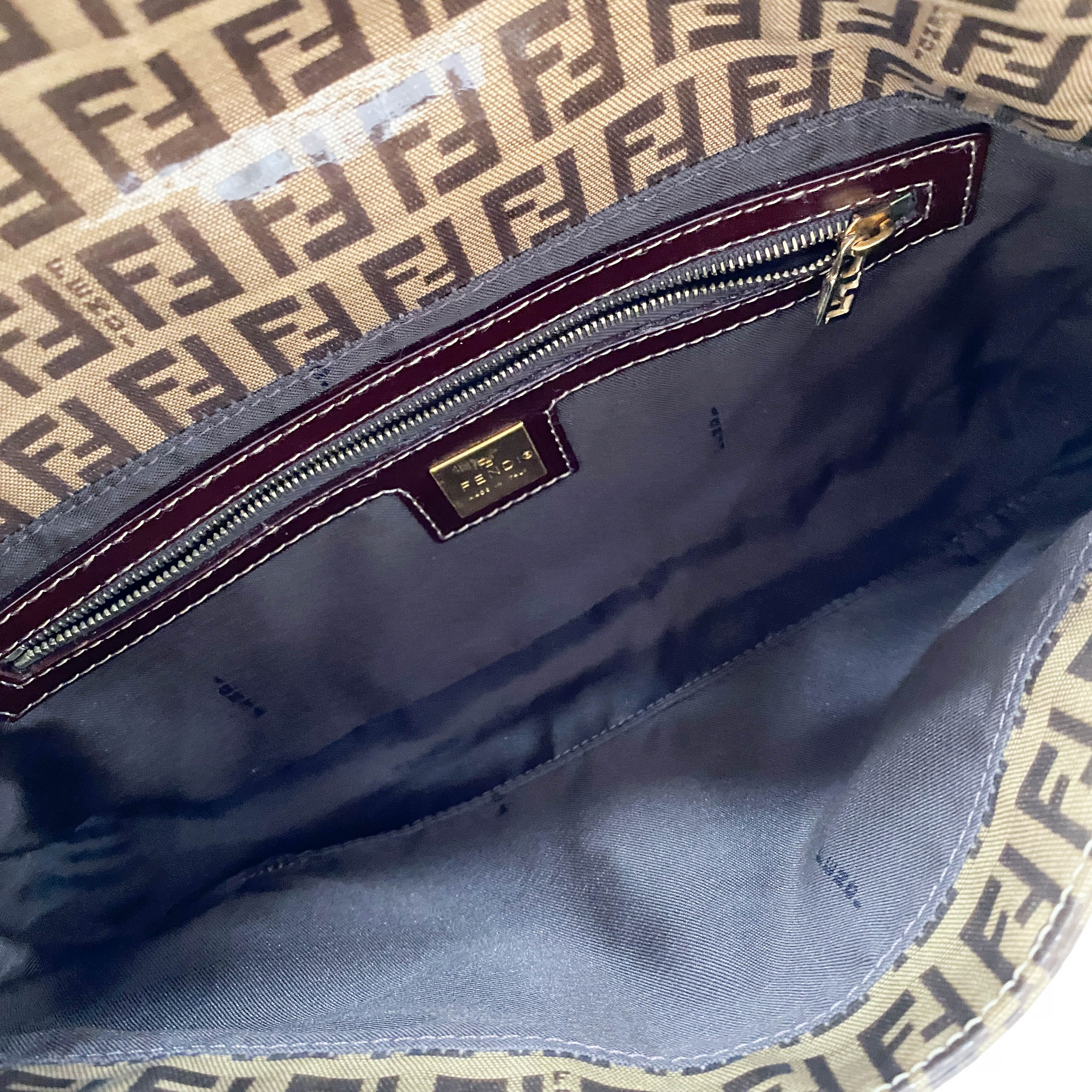 Baguette Brown Coated Canvas Shoulder Bag