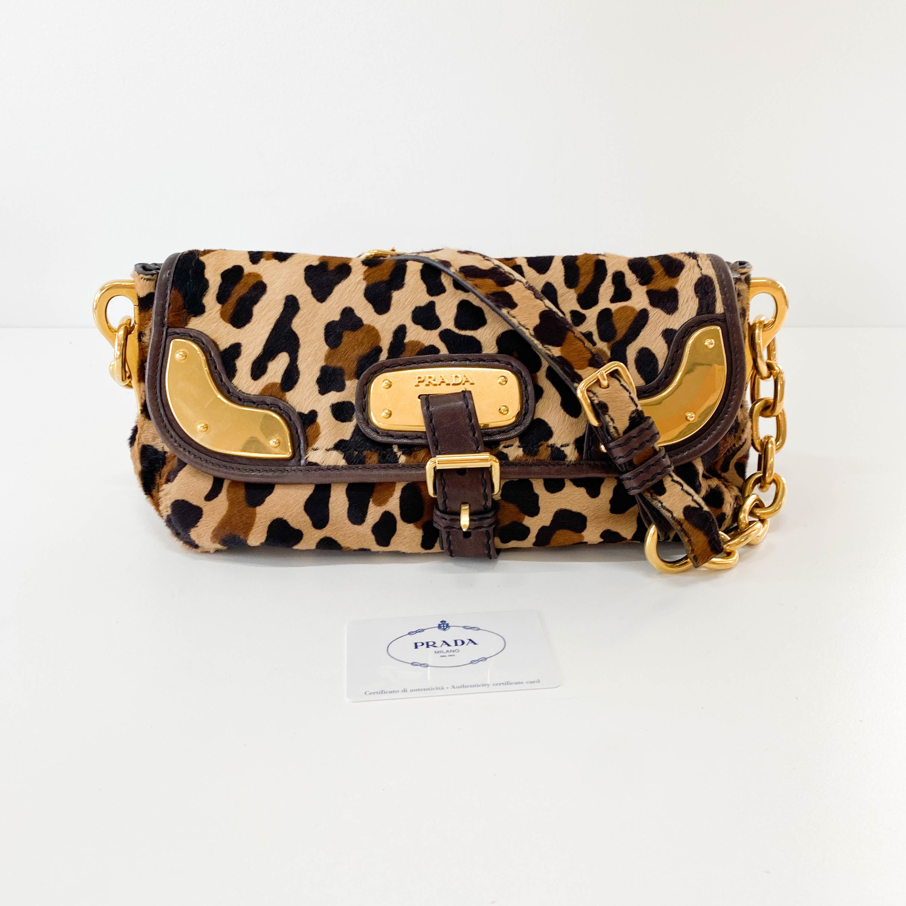 Leopard Print Pony Hair Shoulder Bag