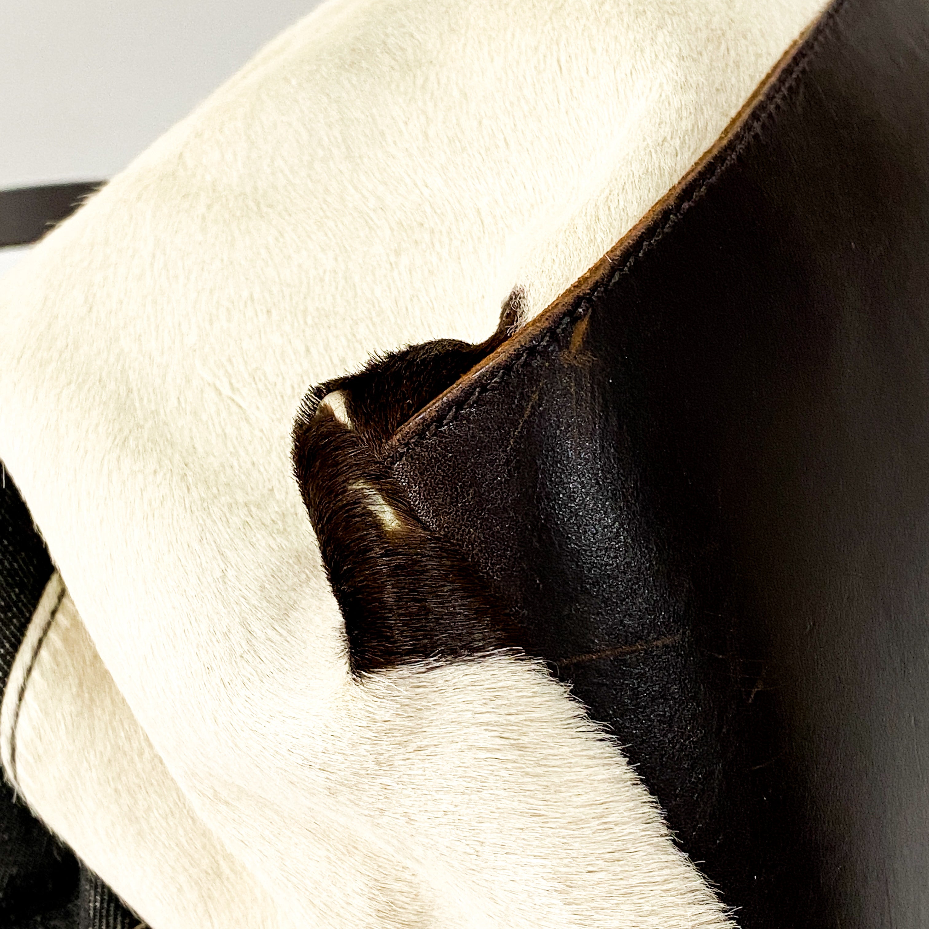 Cow Print Pony Hair & Blue Denim Shoulder Bag