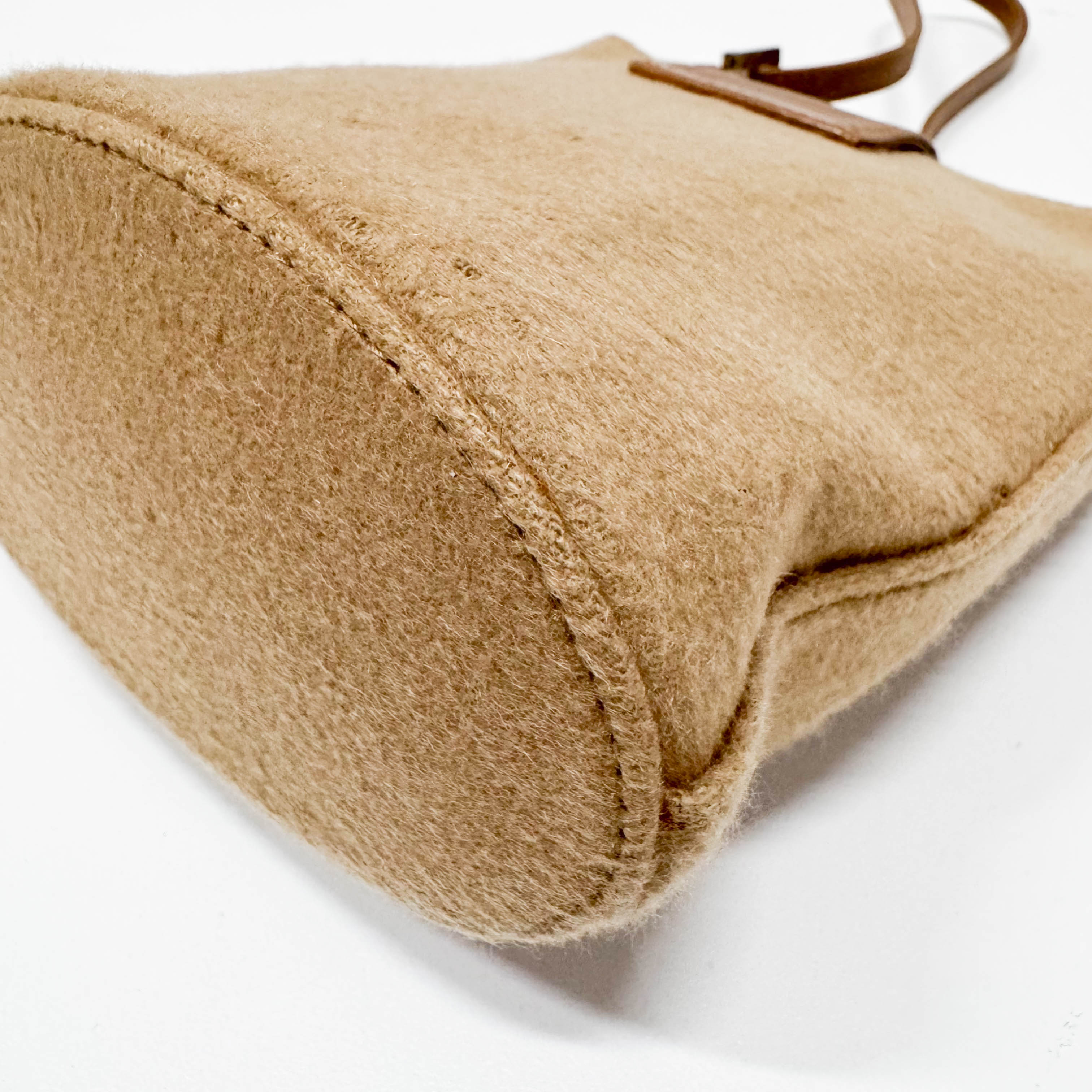 Beige Cashmere Hobo Shoulder Bag