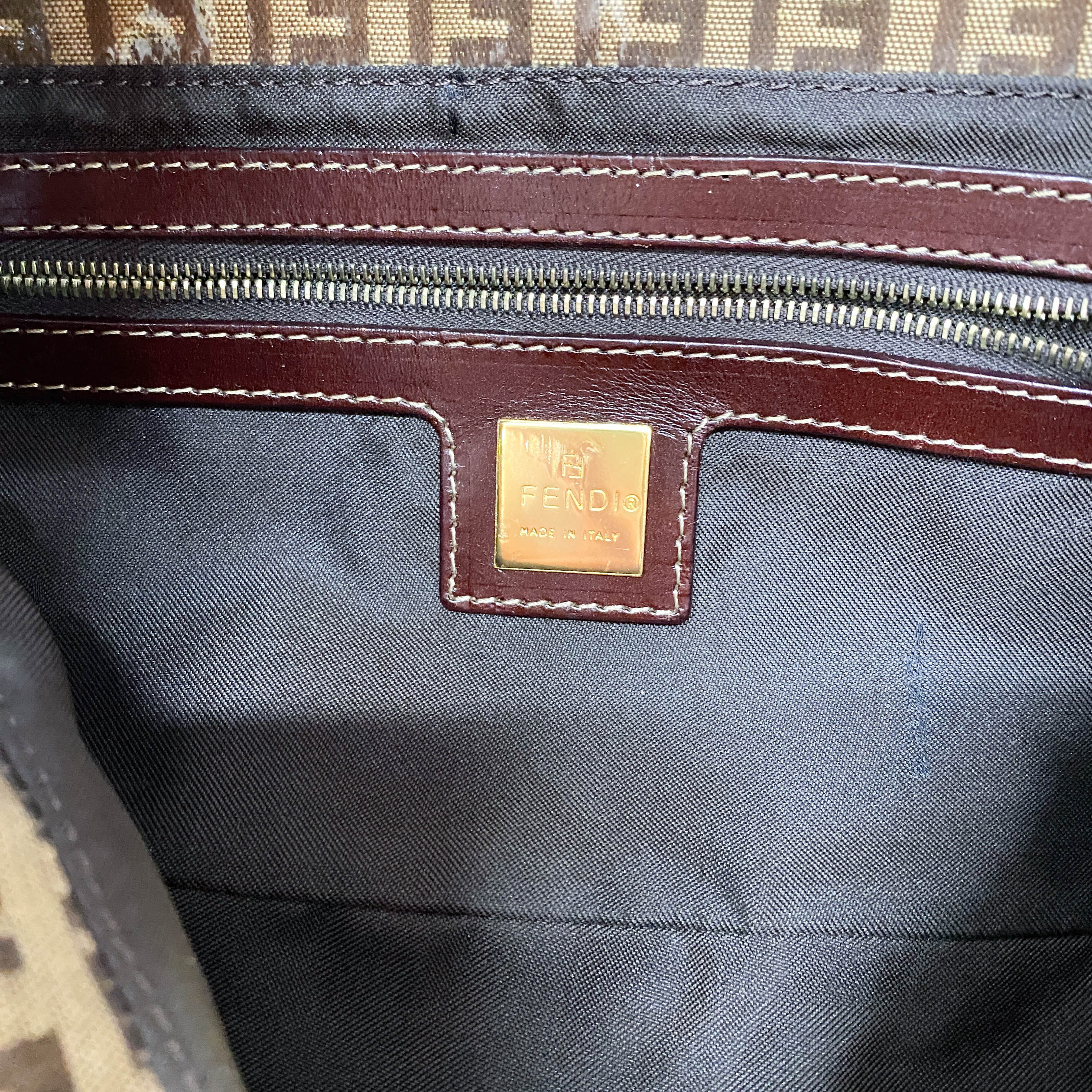 Baguette Brown Coated Canvas Shoulder Bag