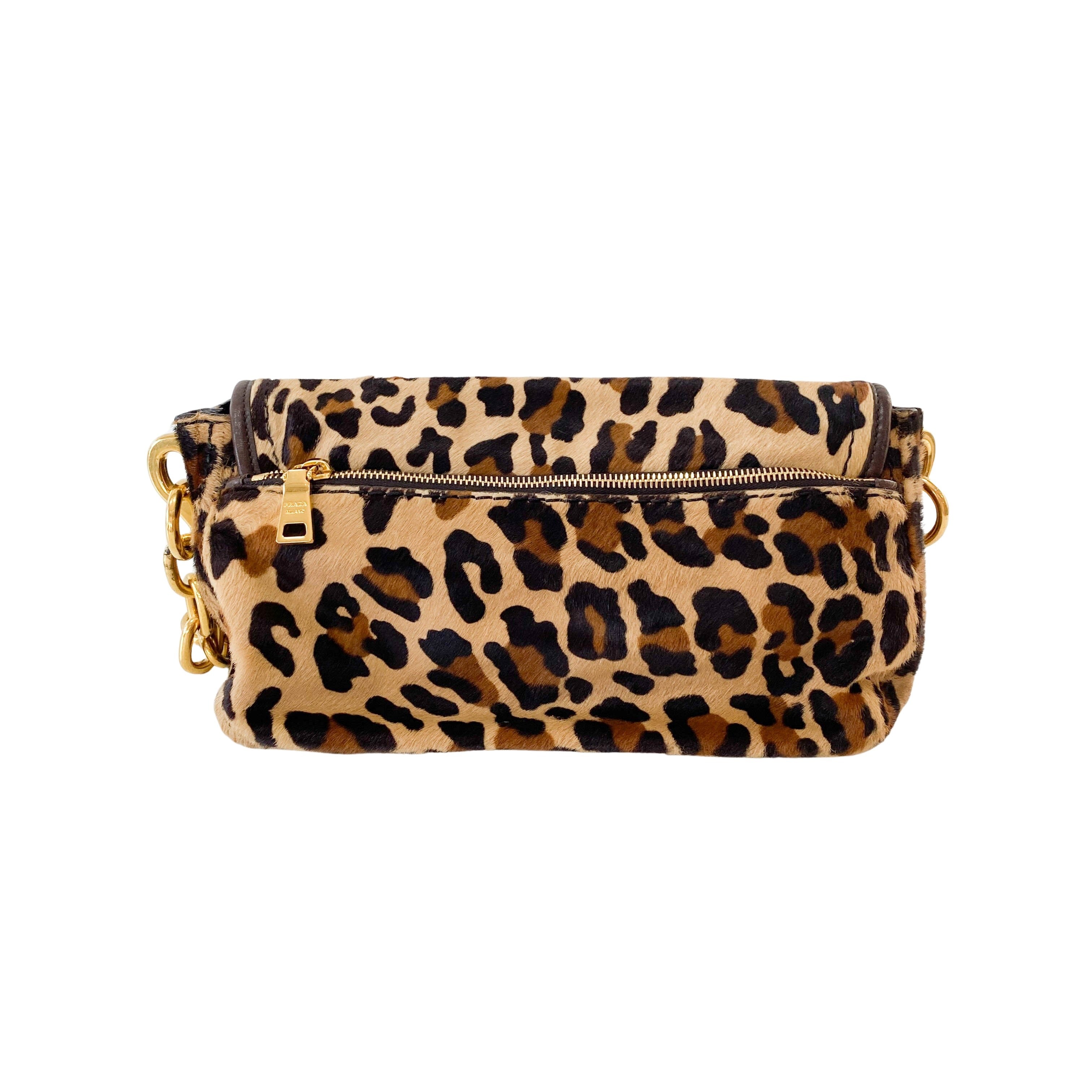 Leopard Print Pony Hair Shoulder Bag