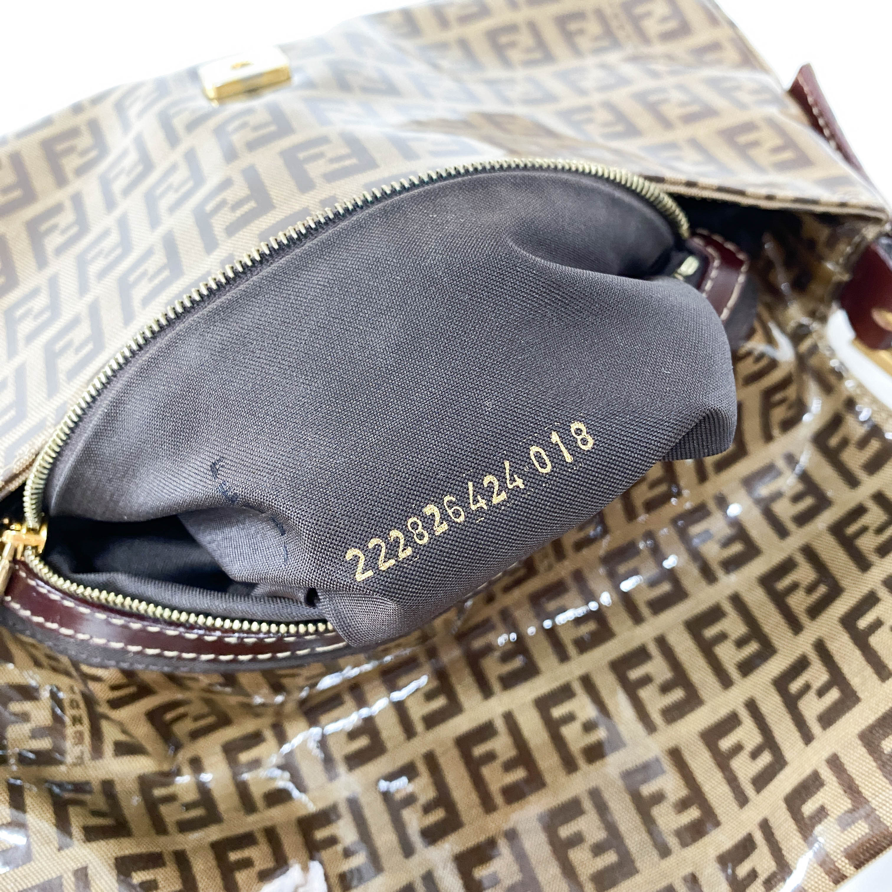 Baguette Brown Coated Canvas Shoulder Bag