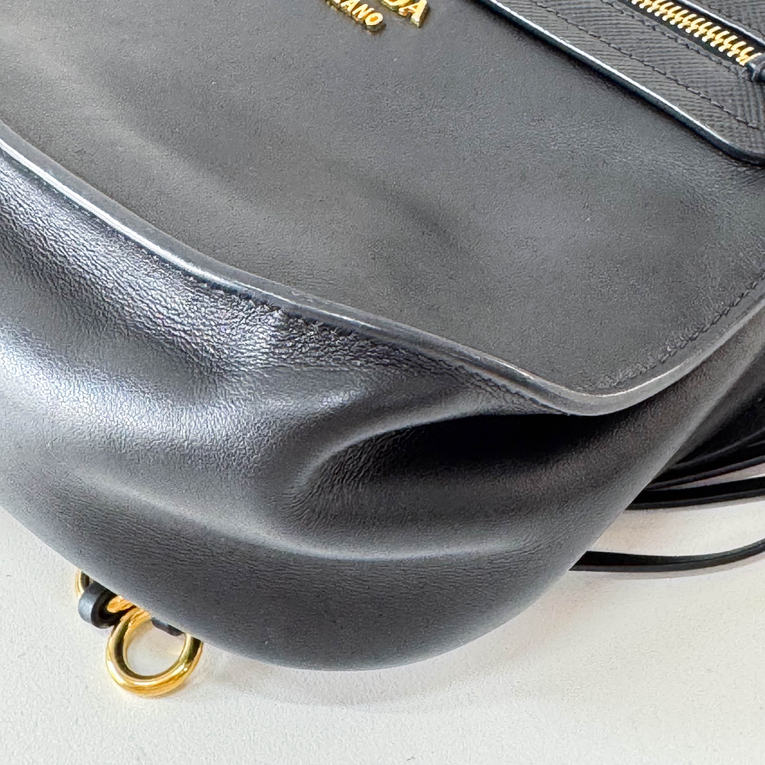 Saffiano Cuir Black Leather Bag