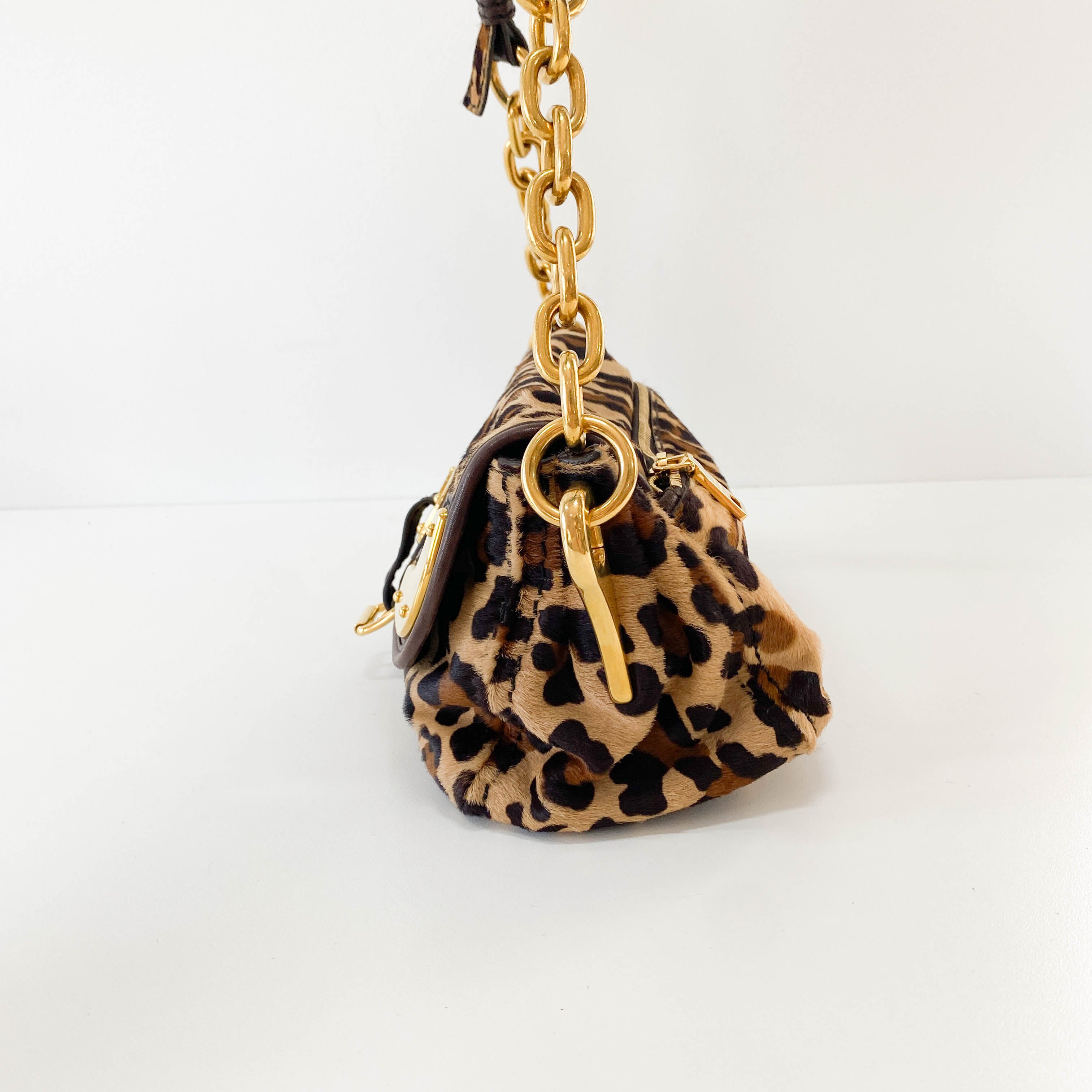 Leopard Print Pony Hair Shoulder Bag