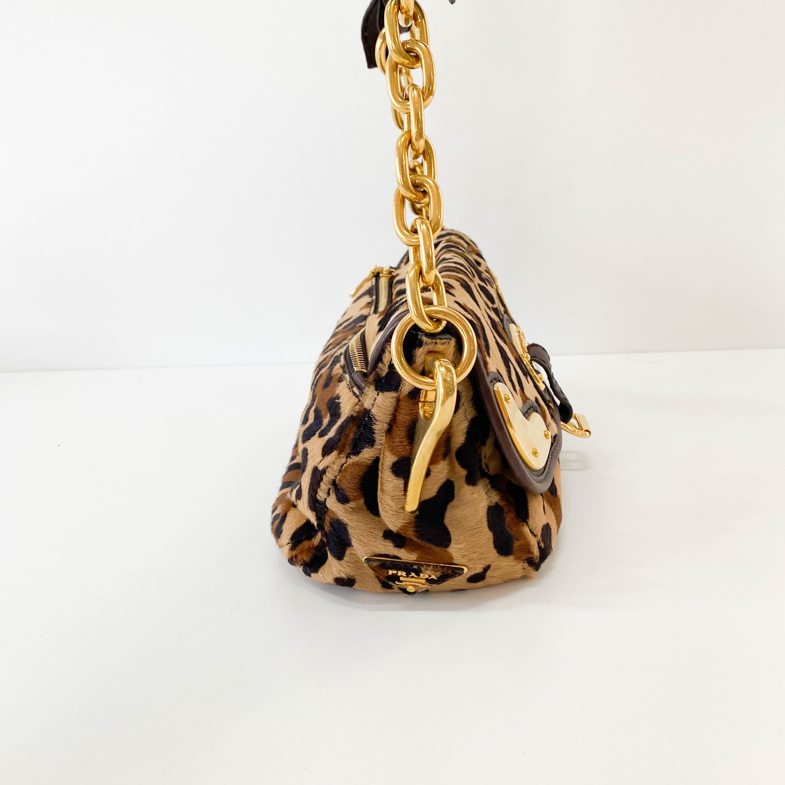 Leopard Print Pony Hair Shoulder Bag