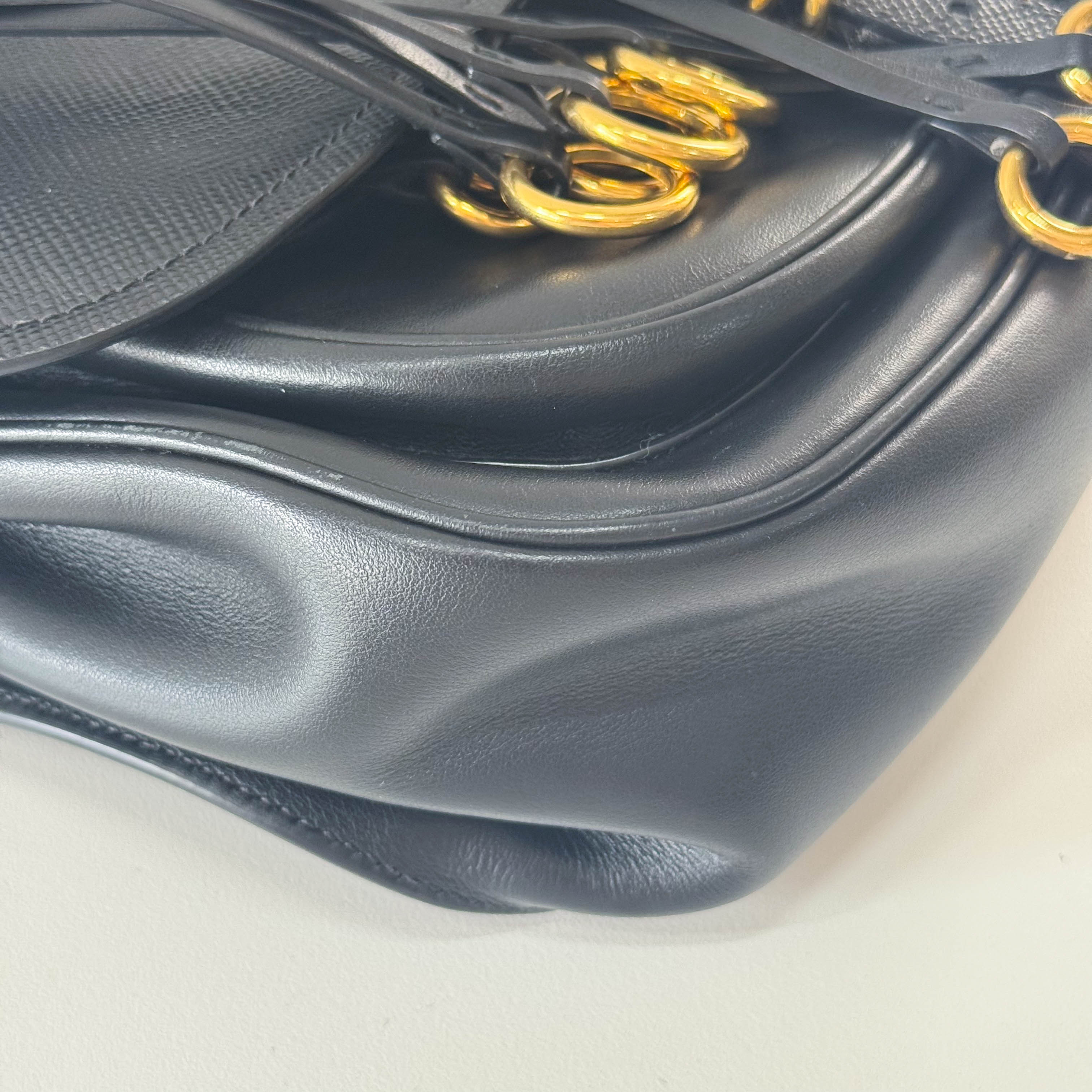 Saffiano Cuir Black Leather Bag