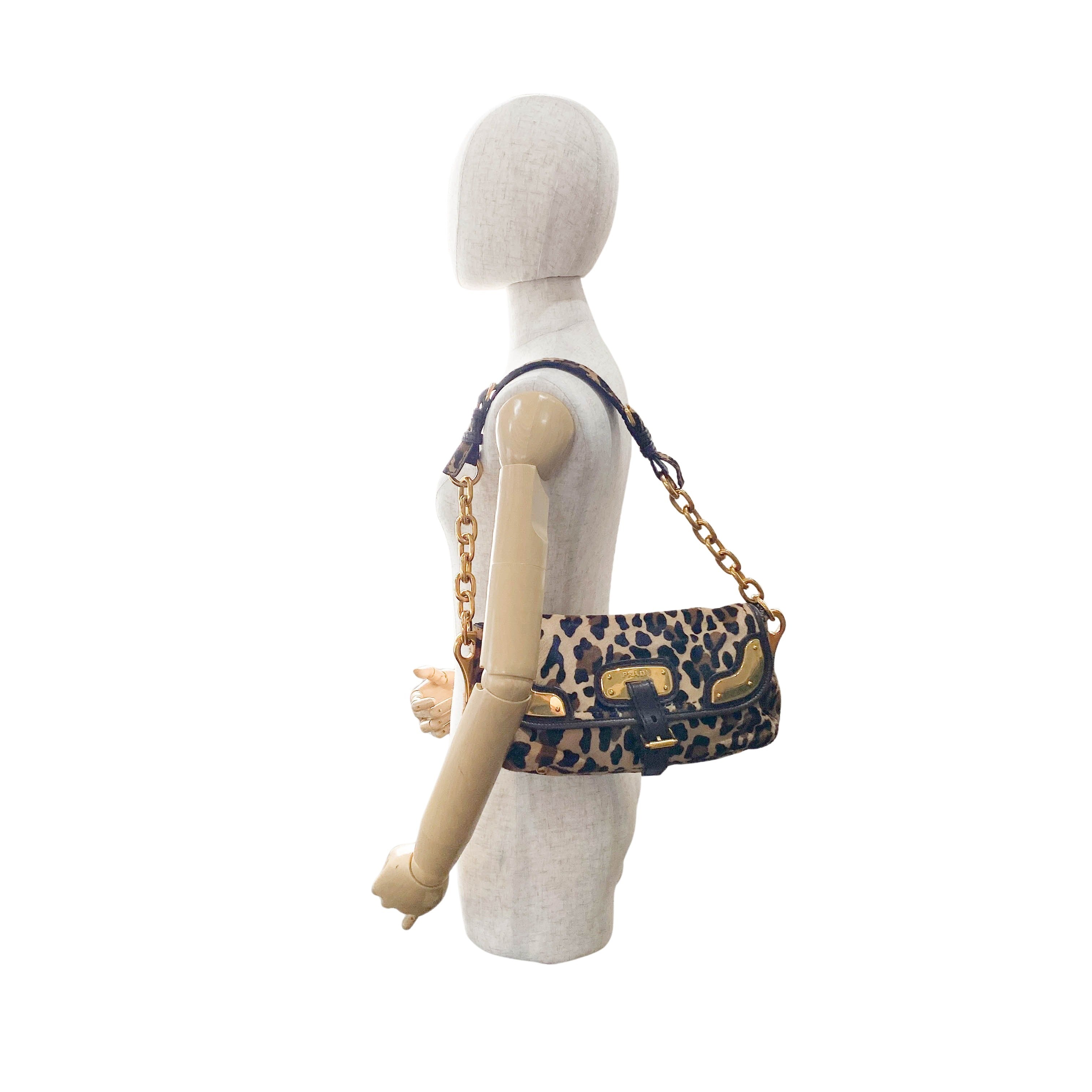 Leopard Print Pony Hair Shoulder Bag