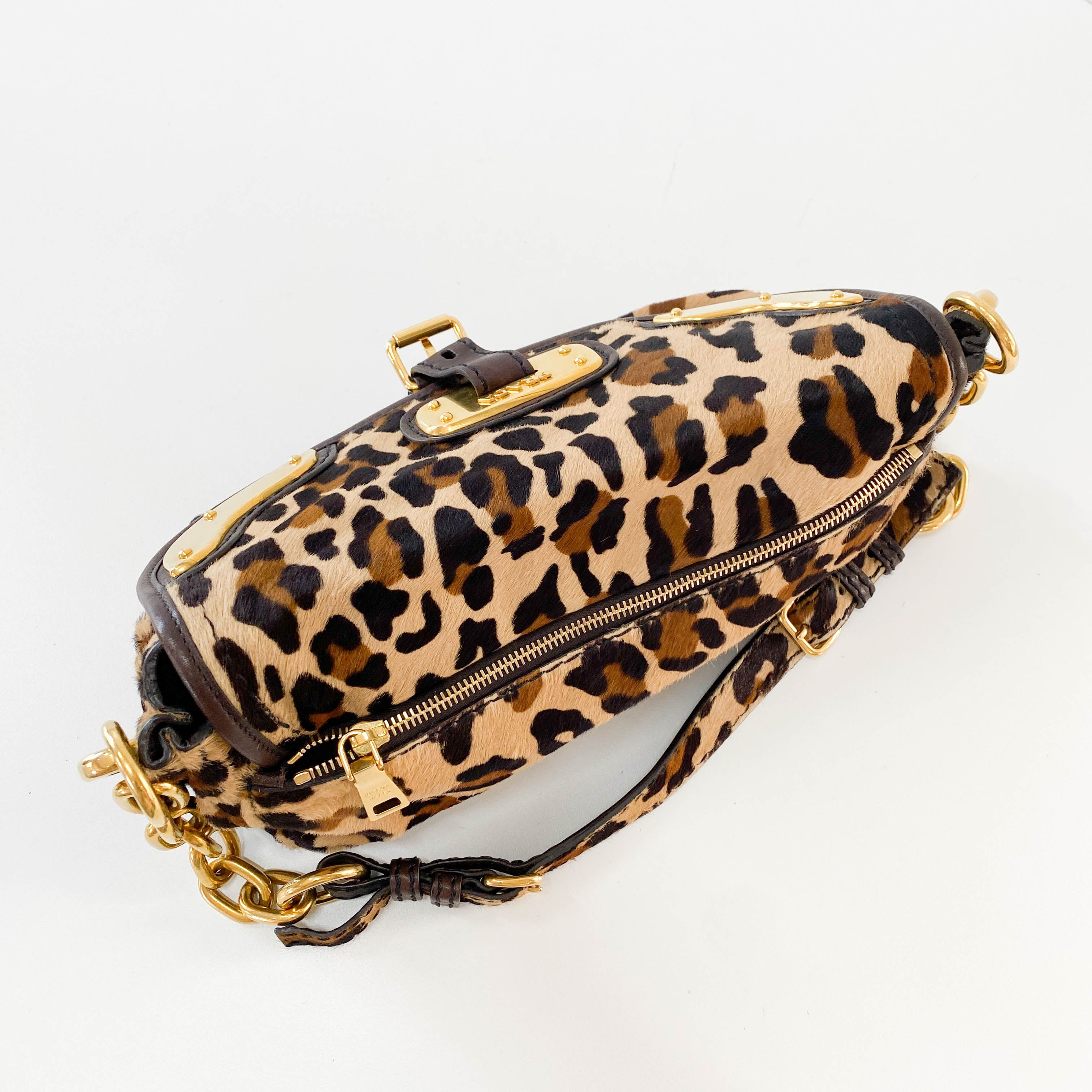 Leopard Print Pony Hair Shoulder Bag