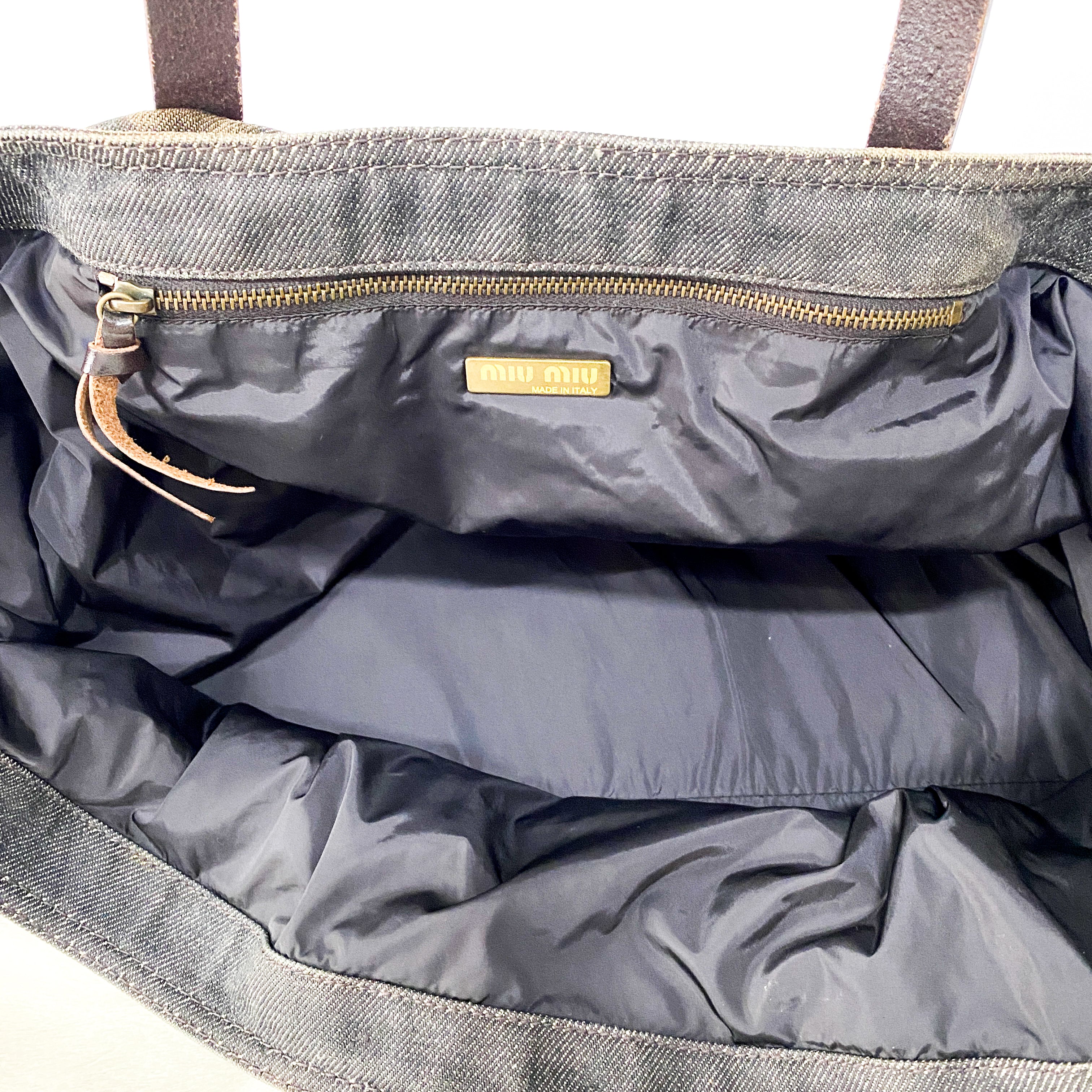 Cow Print Pony Hair & Blue Denim Shoulder Bag