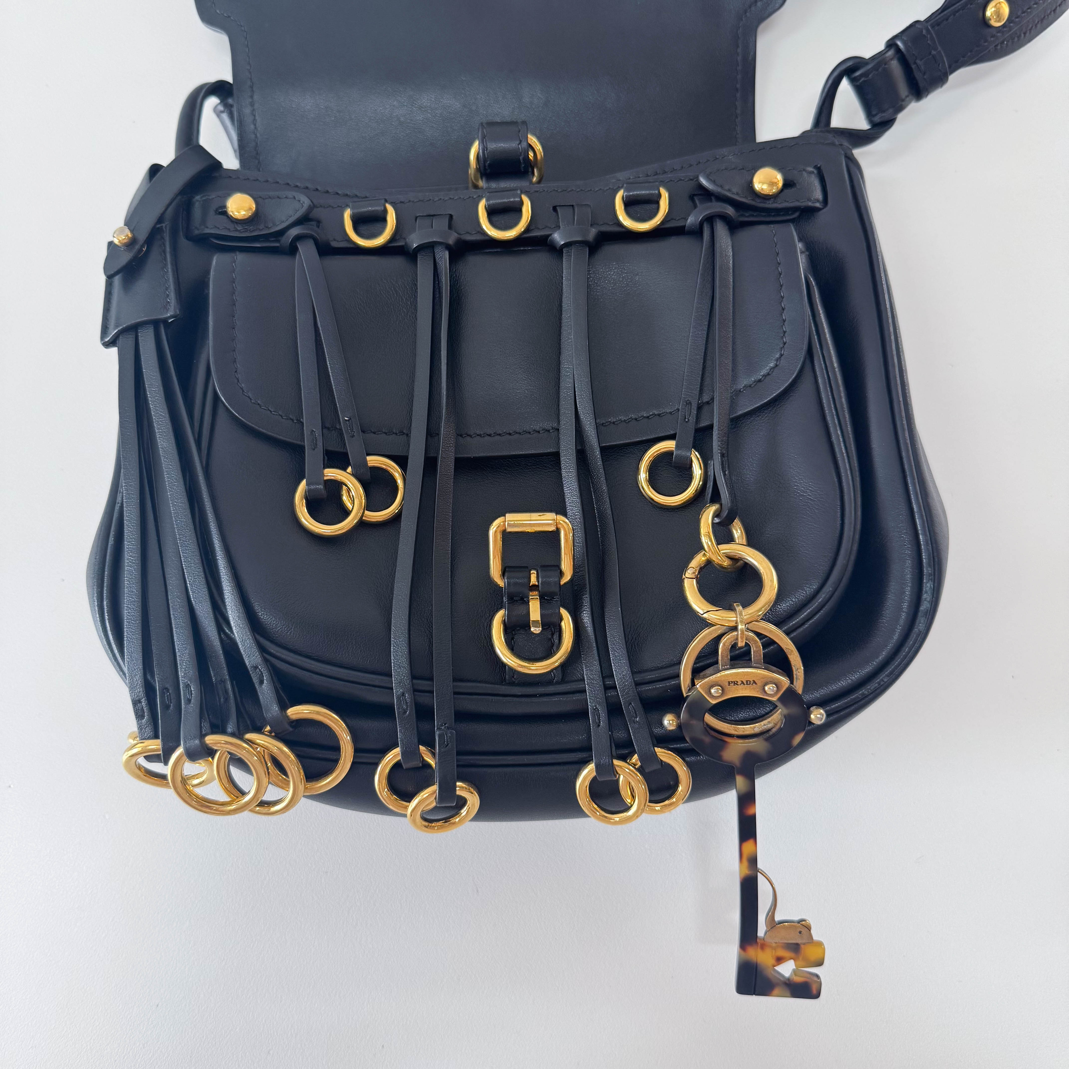Saffiano Cuir Black Leather Bag