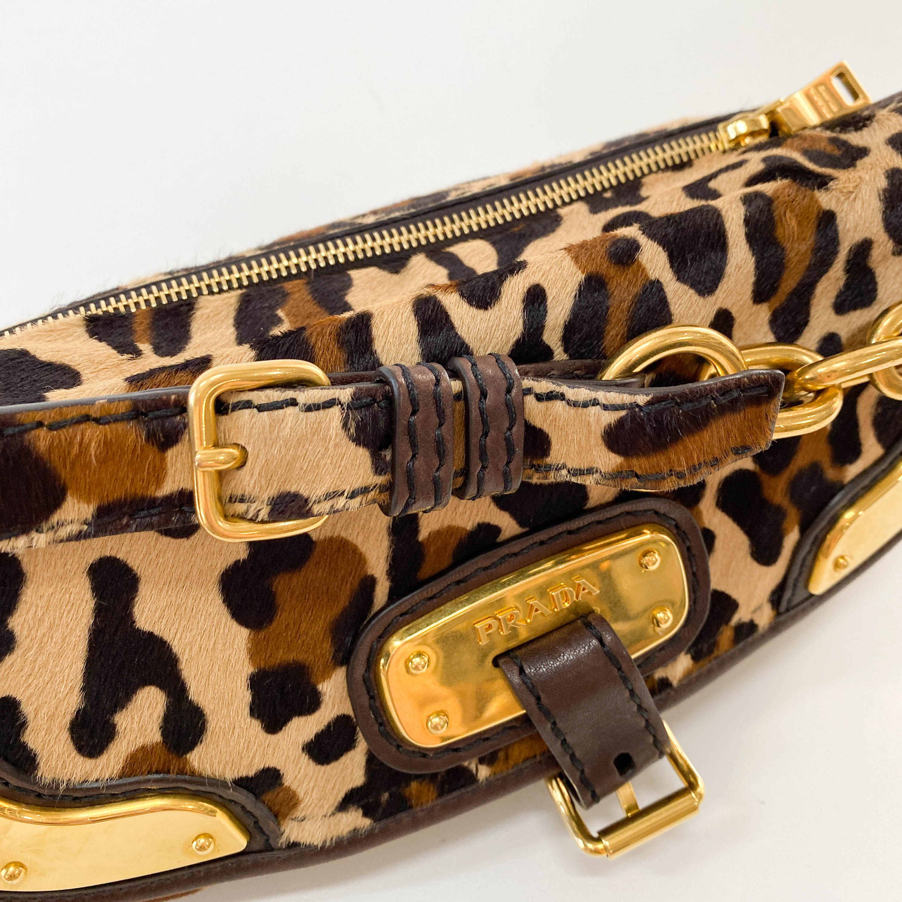 Leopard Print Pony Hair Shoulder Bag