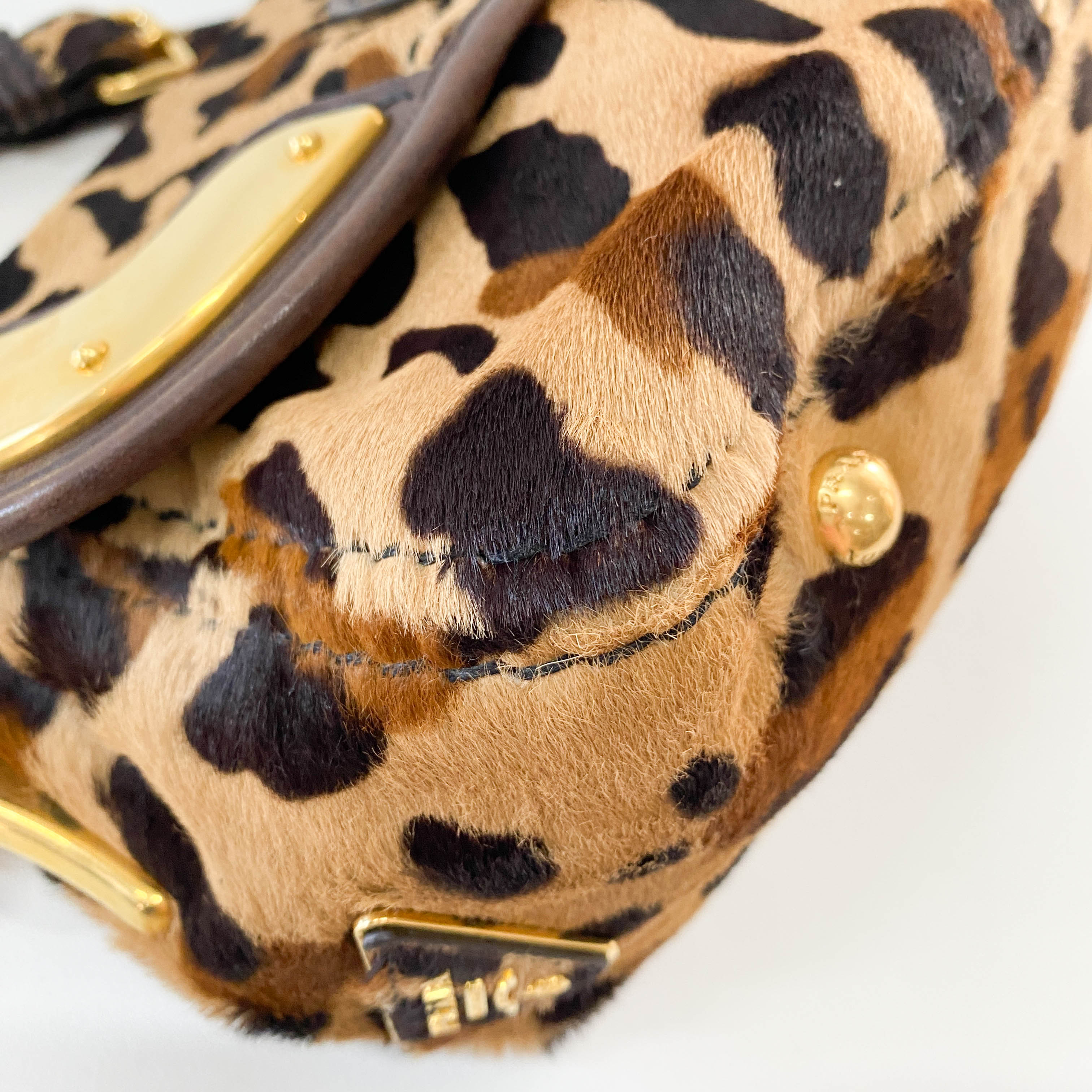 Leopard Print Pony Hair Shoulder Bag