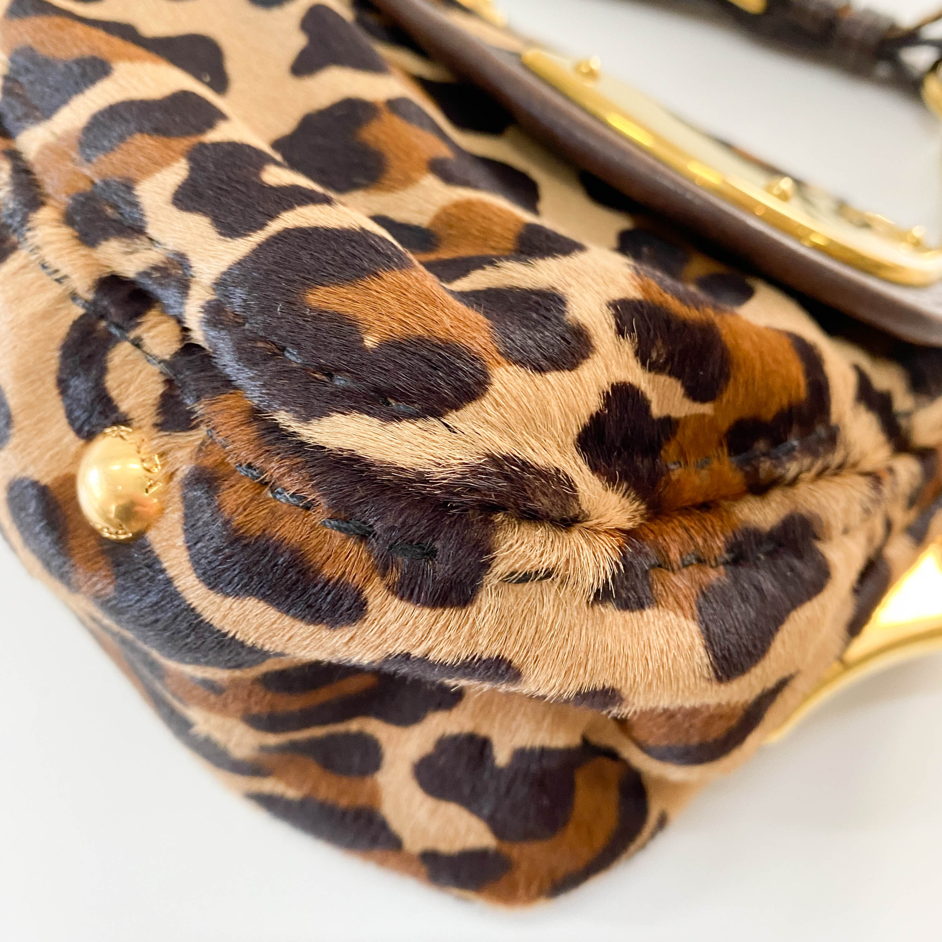 Leopard Print Pony Hair Shoulder Bag