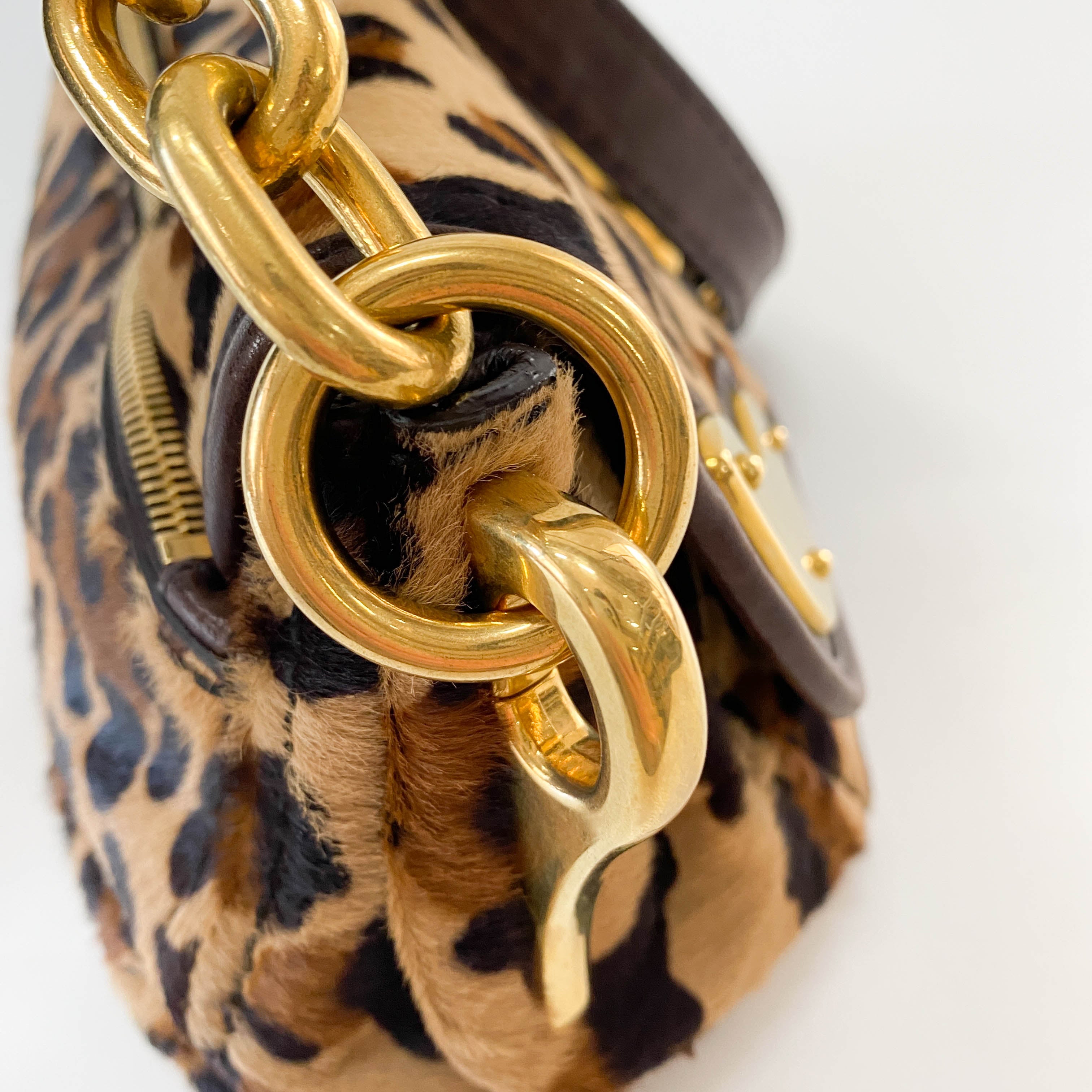 Leopard Print Pony Hair Shoulder Bag