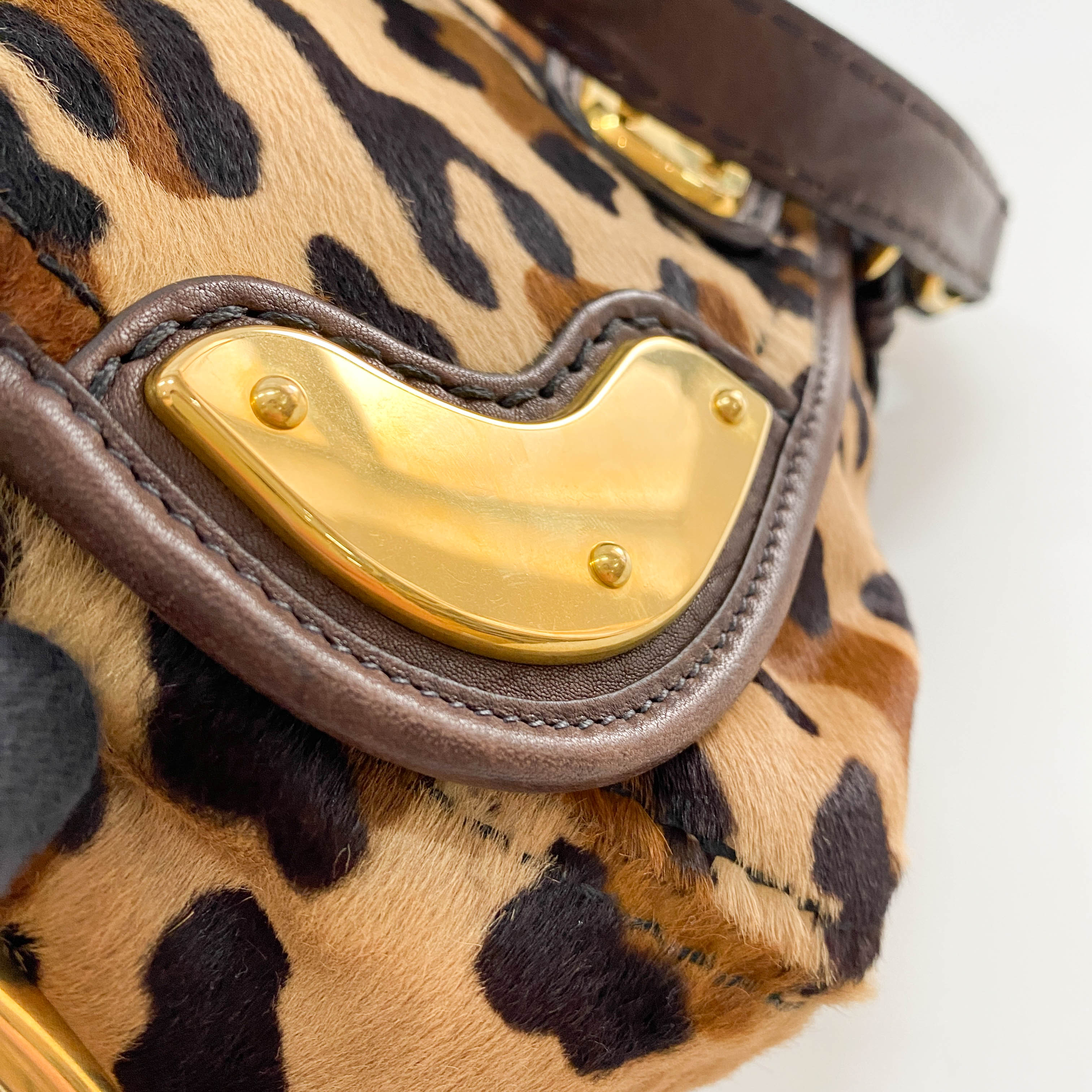 Leopard Print Pony Hair Shoulder Bag