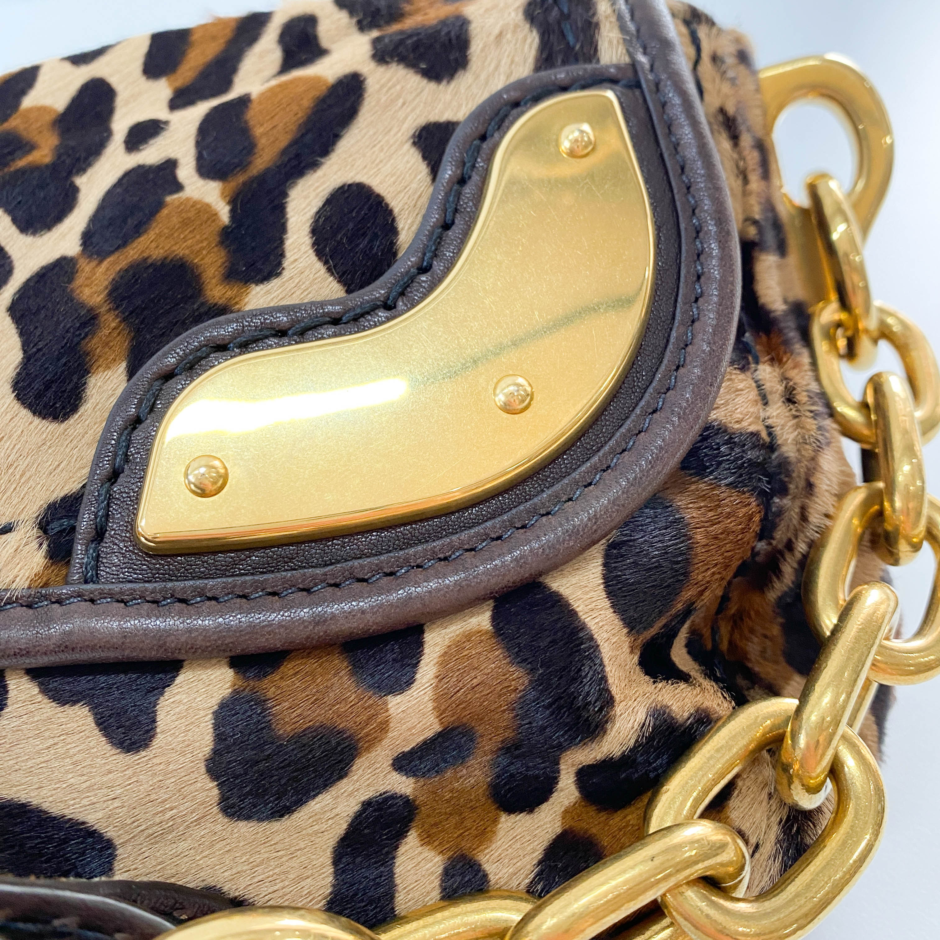 Leopard Print Pony Hair Shoulder Bag