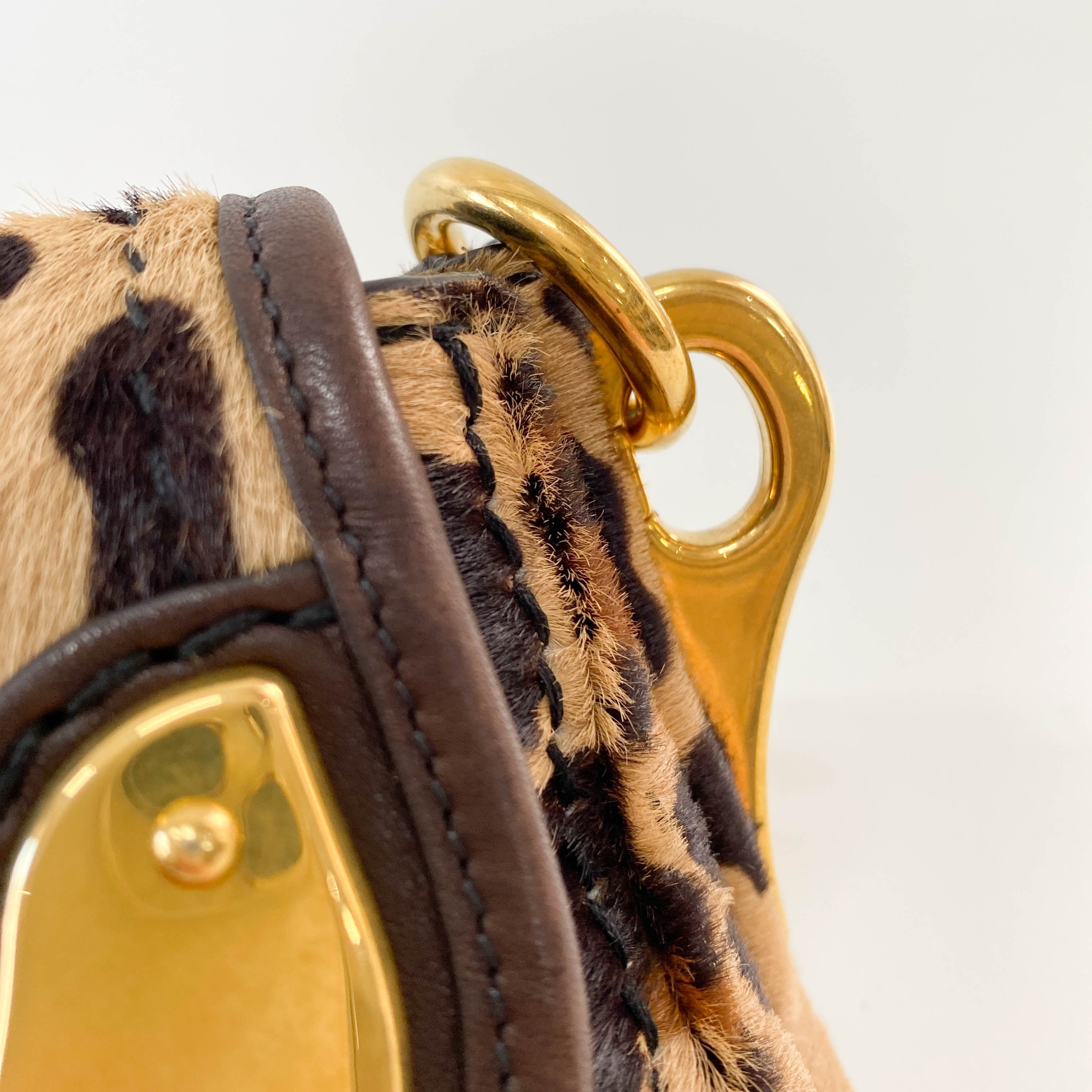Leopard Print Pony Hair Shoulder Bag