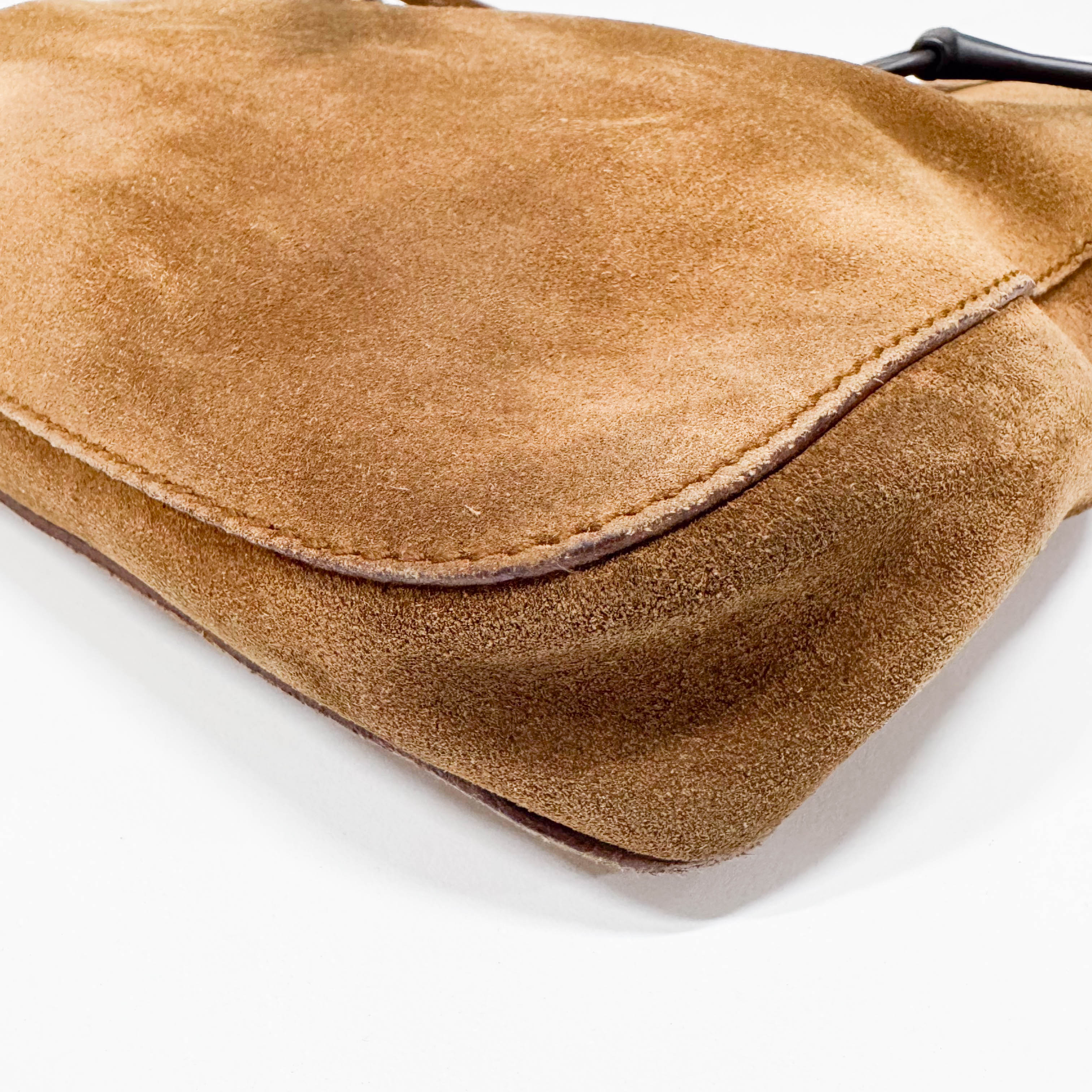 Horsebit Brown Suede Shoulder Bag