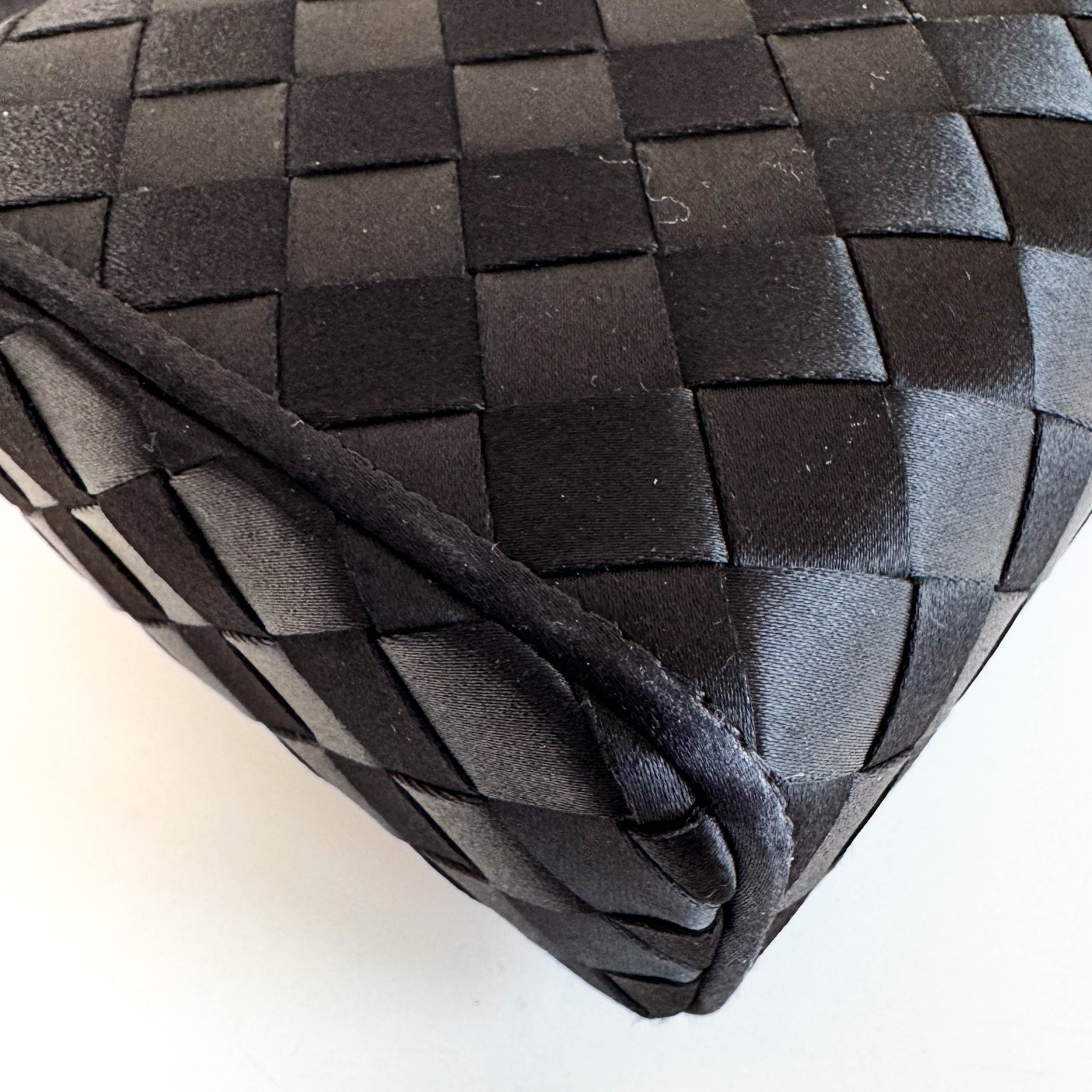 Intrecciato Black Satin Butterfly embroidered Handbag