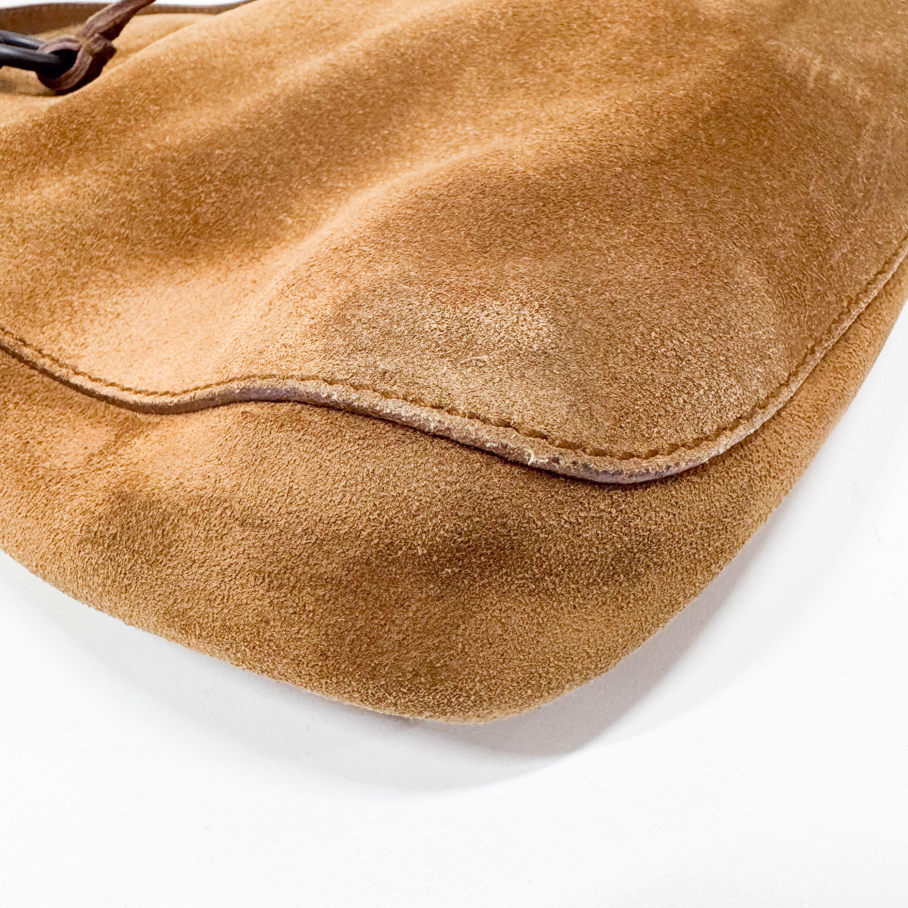 Horsebit Brown Suede Shoulder Bag