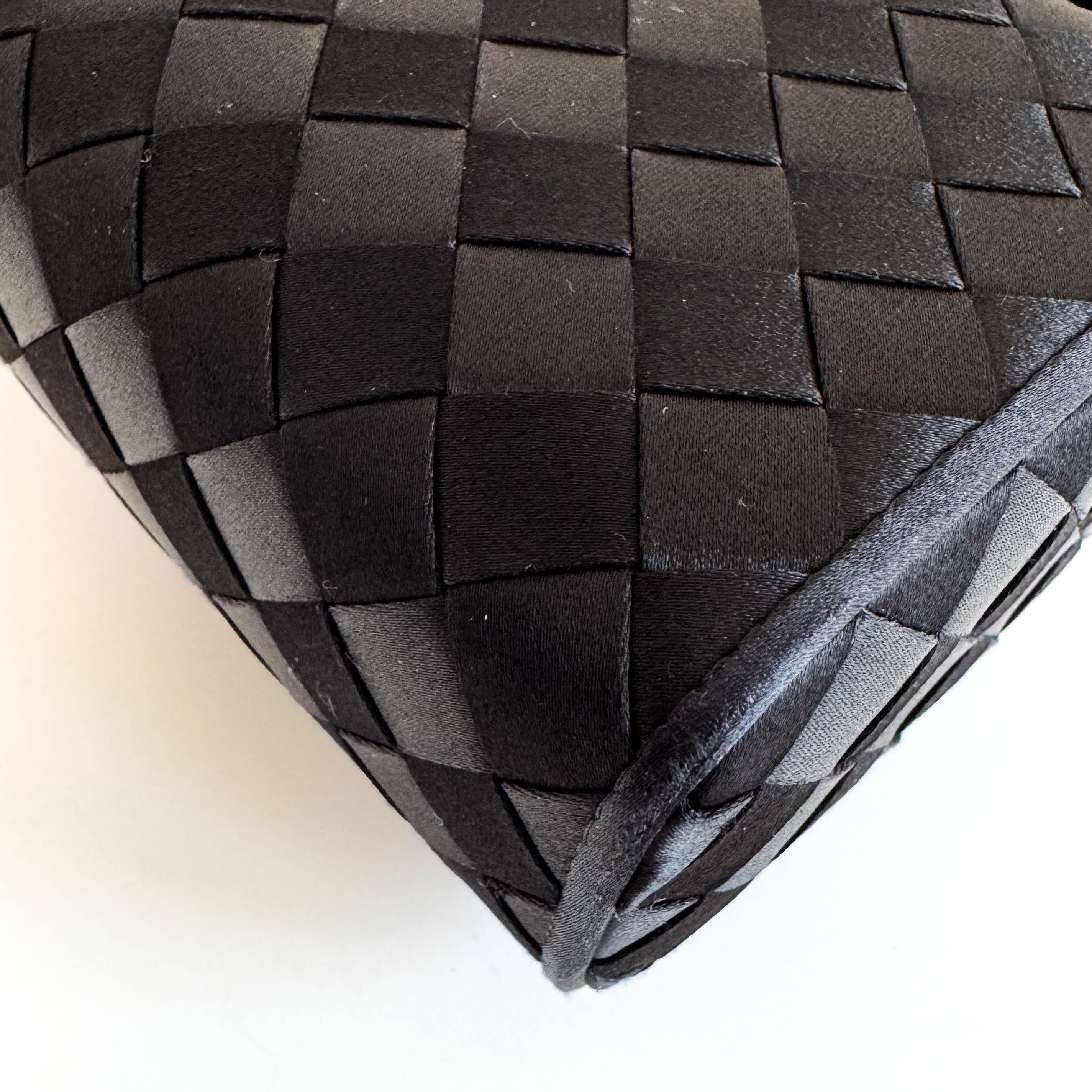 Intrecciato Black Satin Butterfly embroidered Handbag