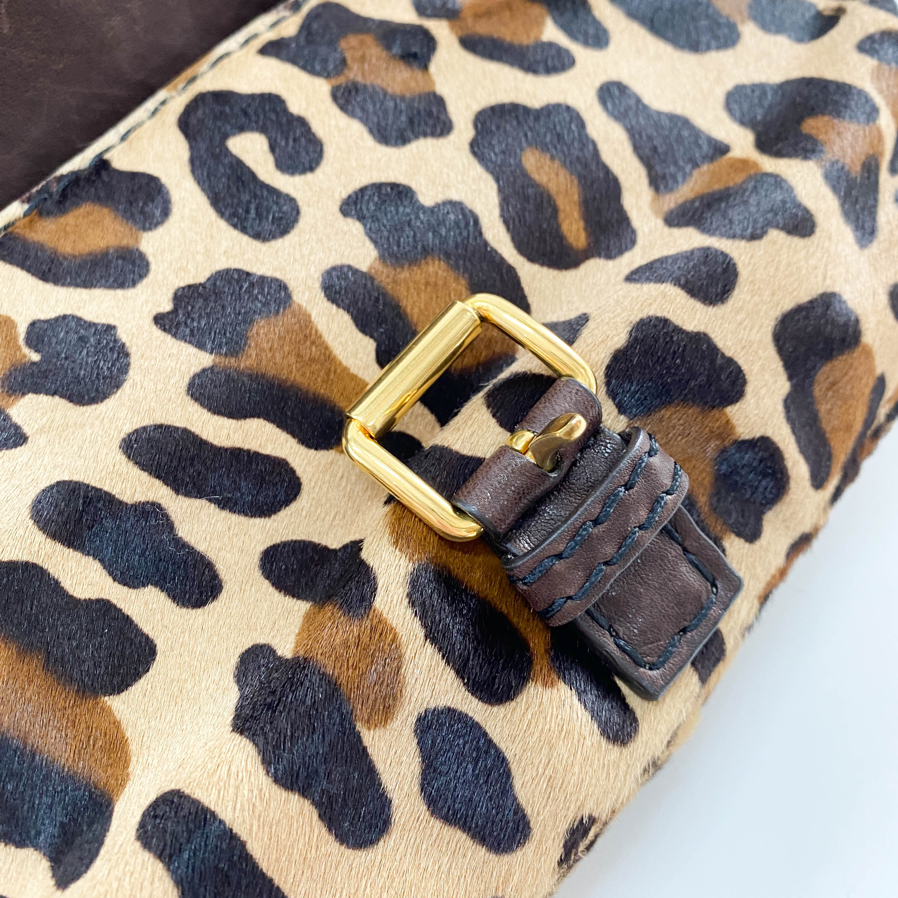Leopard Print Pony Hair Shoulder Bag
