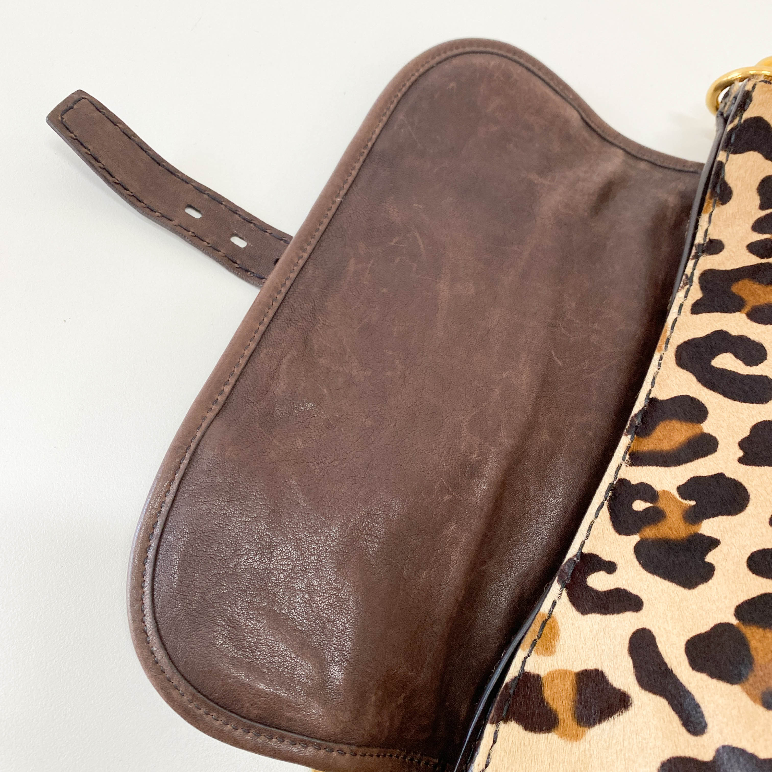 Leopard Print Pony Hair Shoulder Bag