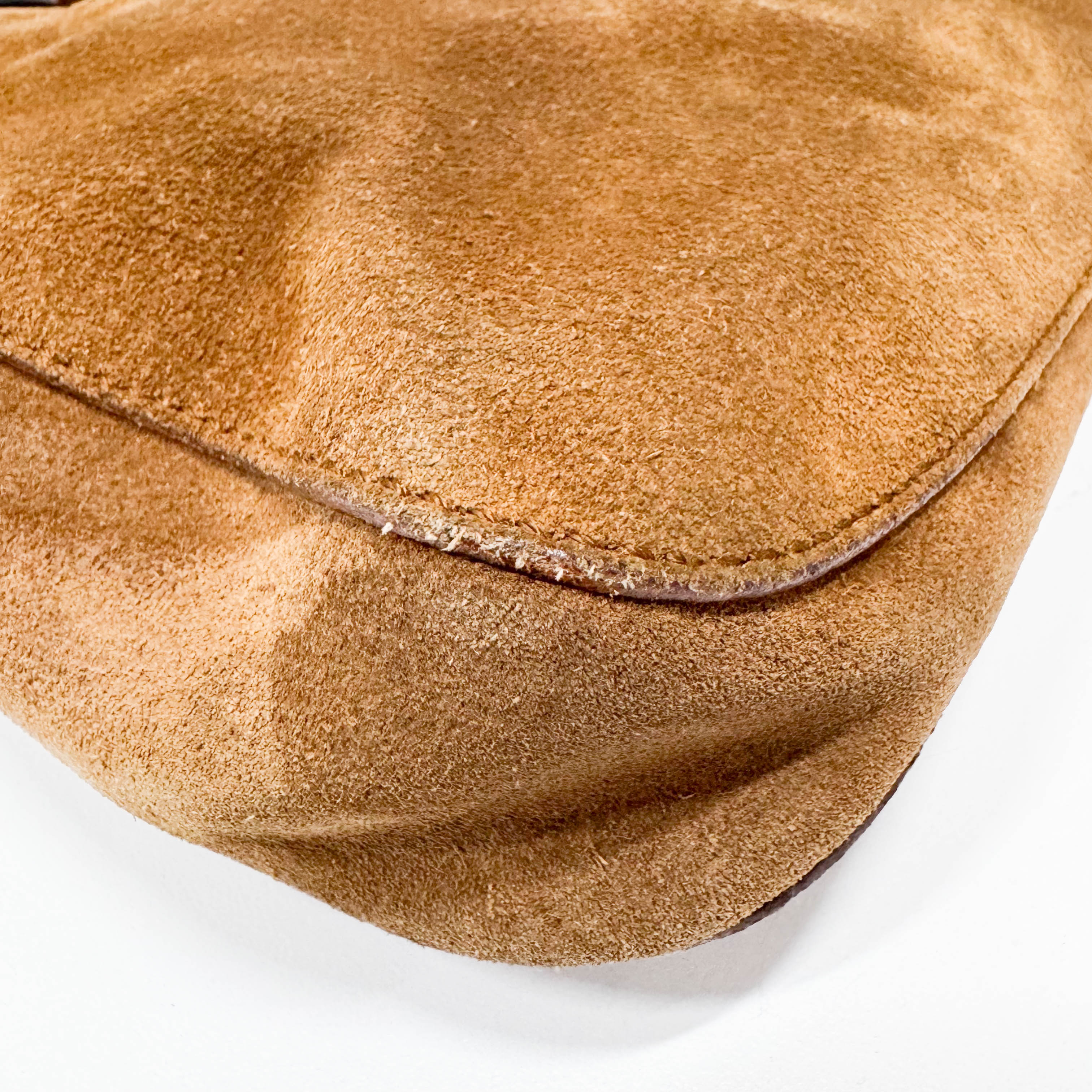 Horsebit Brown Suede Shoulder Bag