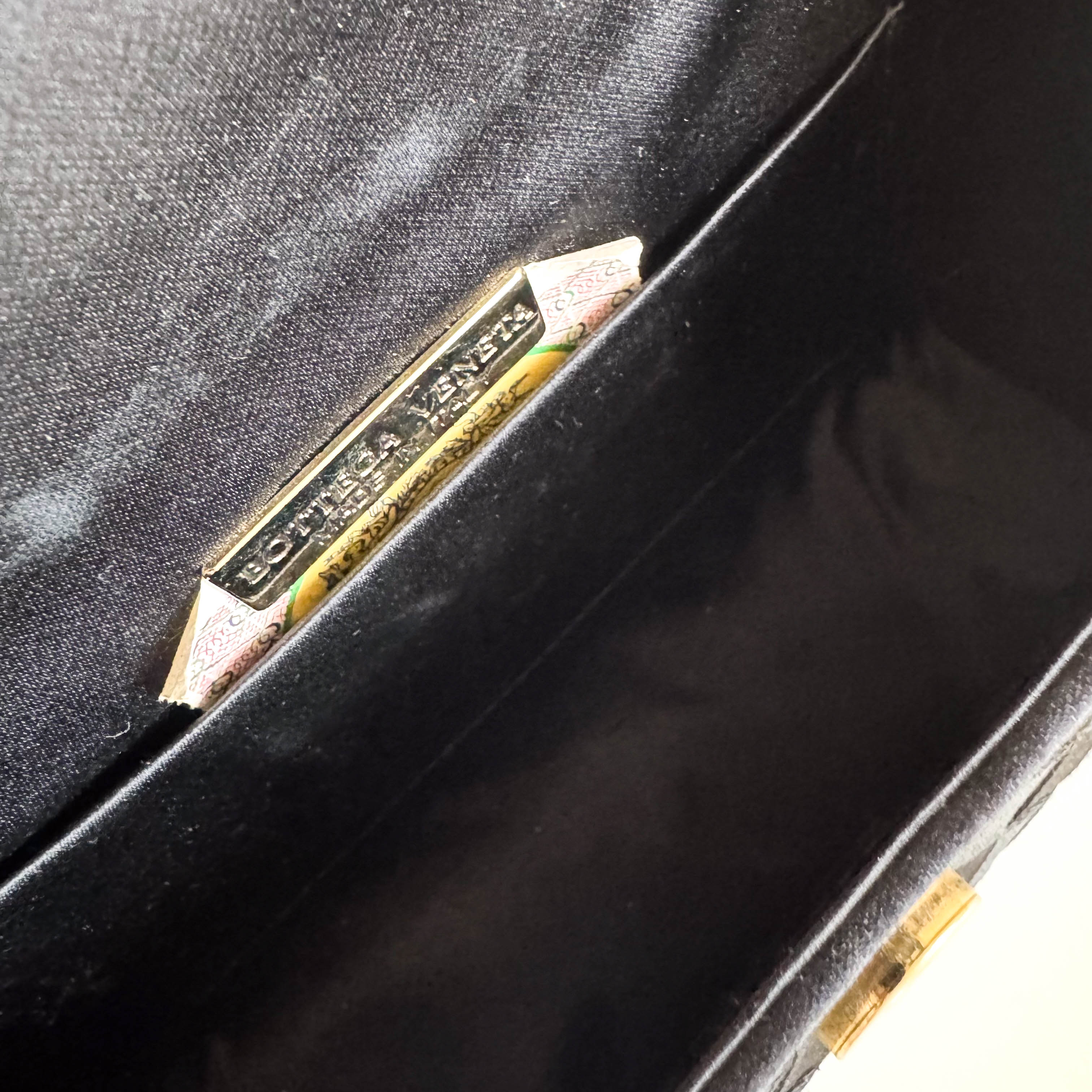 Intrecciato Black Satin Butterfly embroidered Handbag