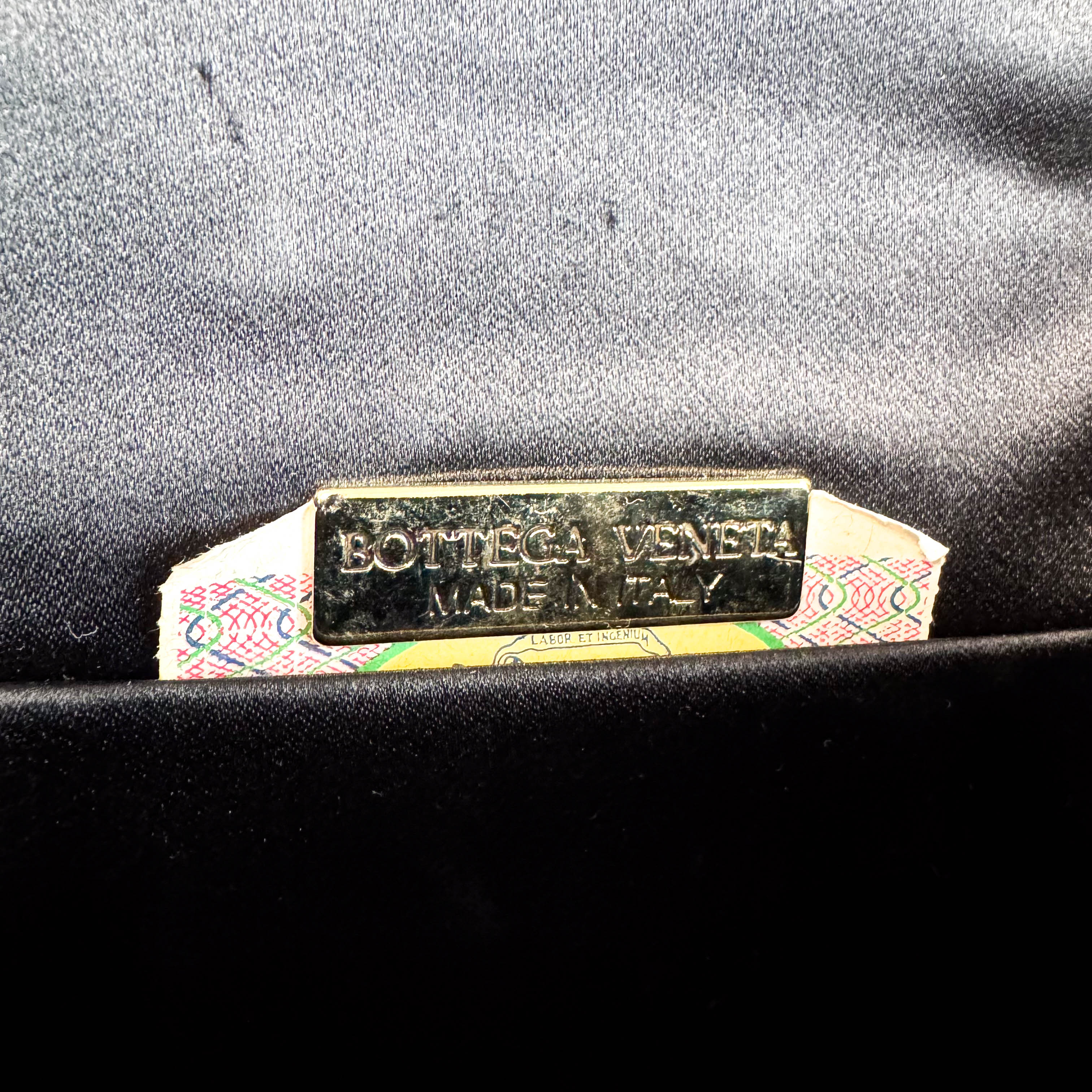 Intrecciato Black Satin Butterfly embroidered Handbag