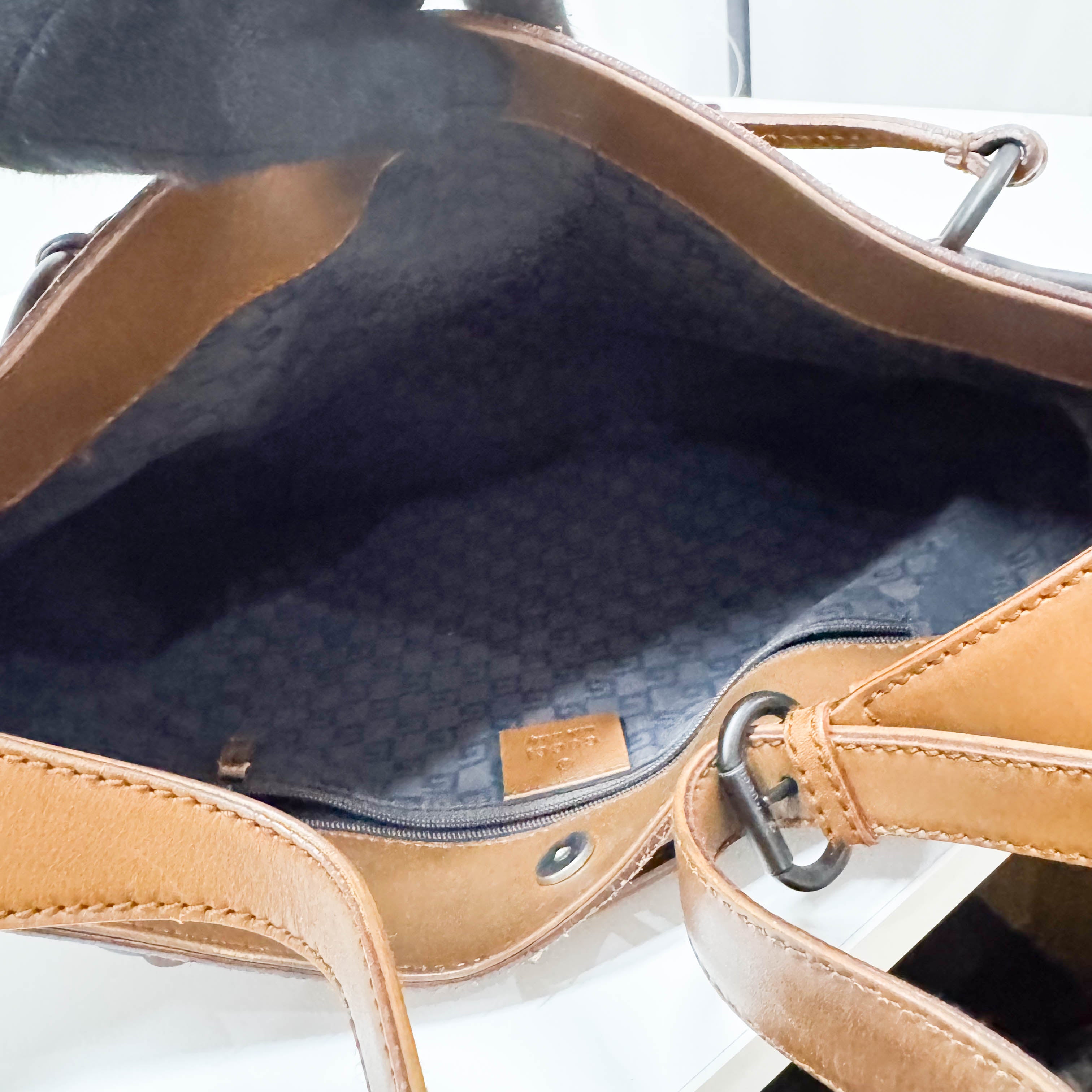 Horsebit Brown Suede Shoulder Bag