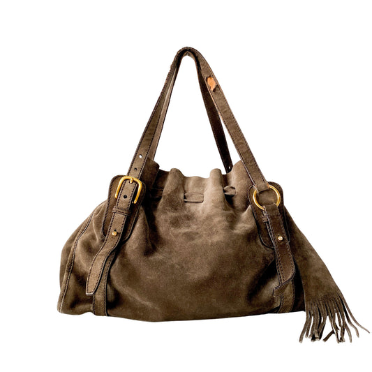 Brown Suede Shoulder Bag