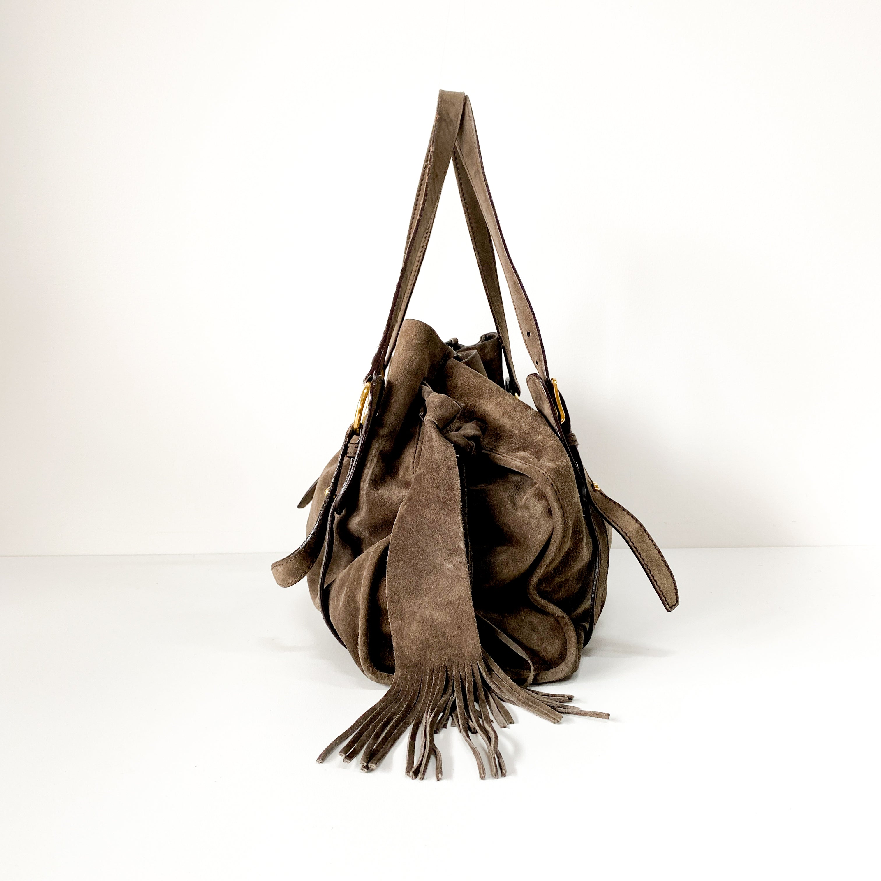Brown Suede Shoulder Bag