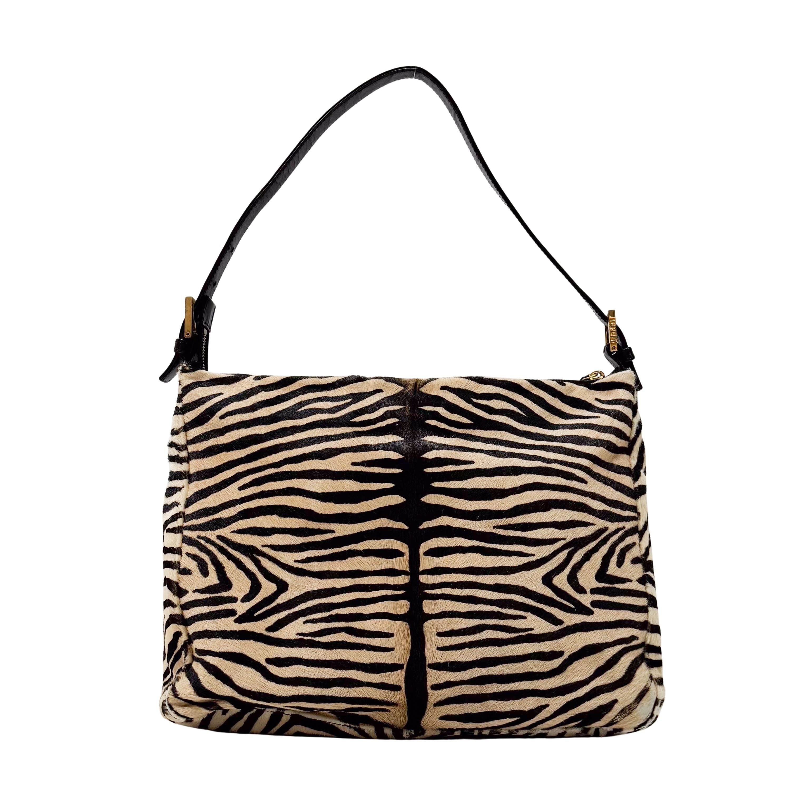 Mamma Baguette Zebra Print Pony Hair Shoulder Bag