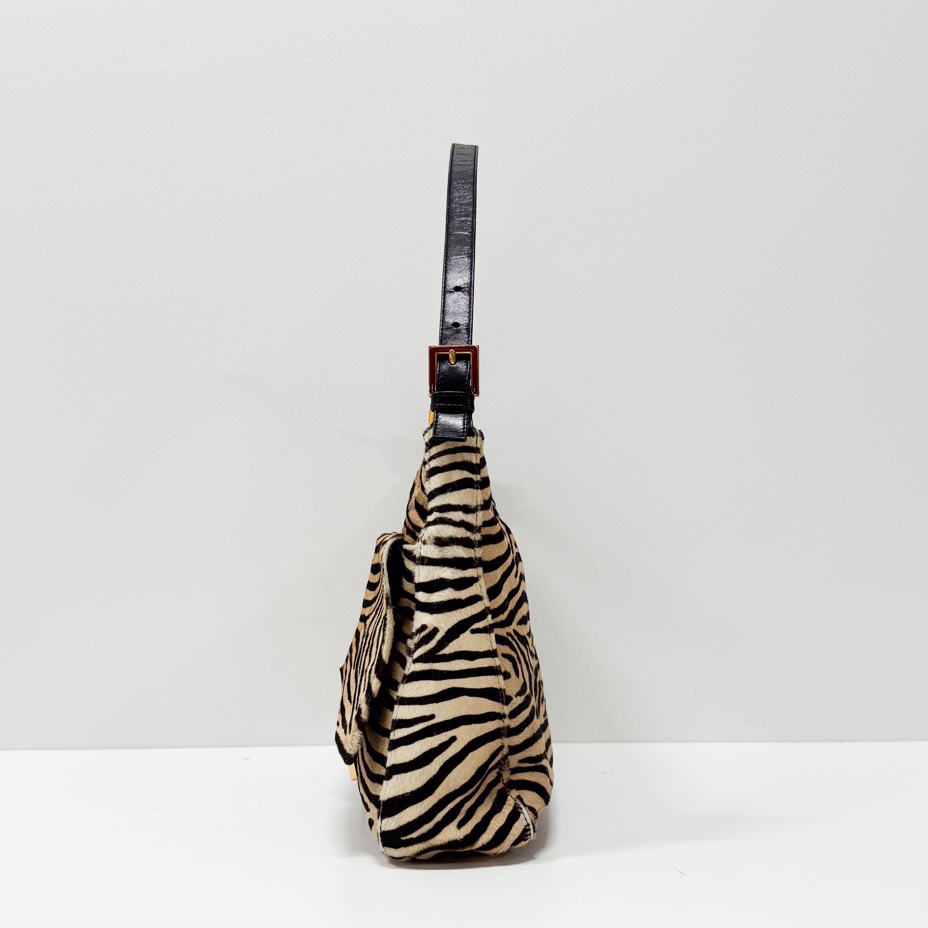Mamma Baguette Zebra Print Pony Hair Shoulder Bag