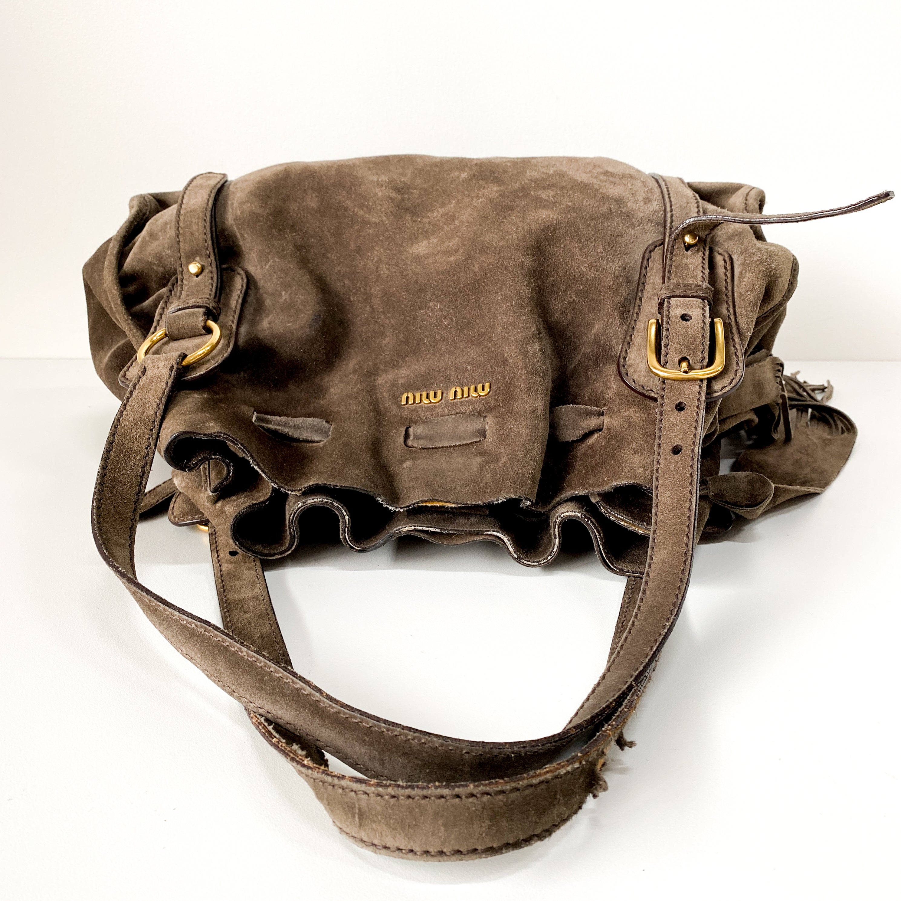 Brown Suede Shoulder Bag