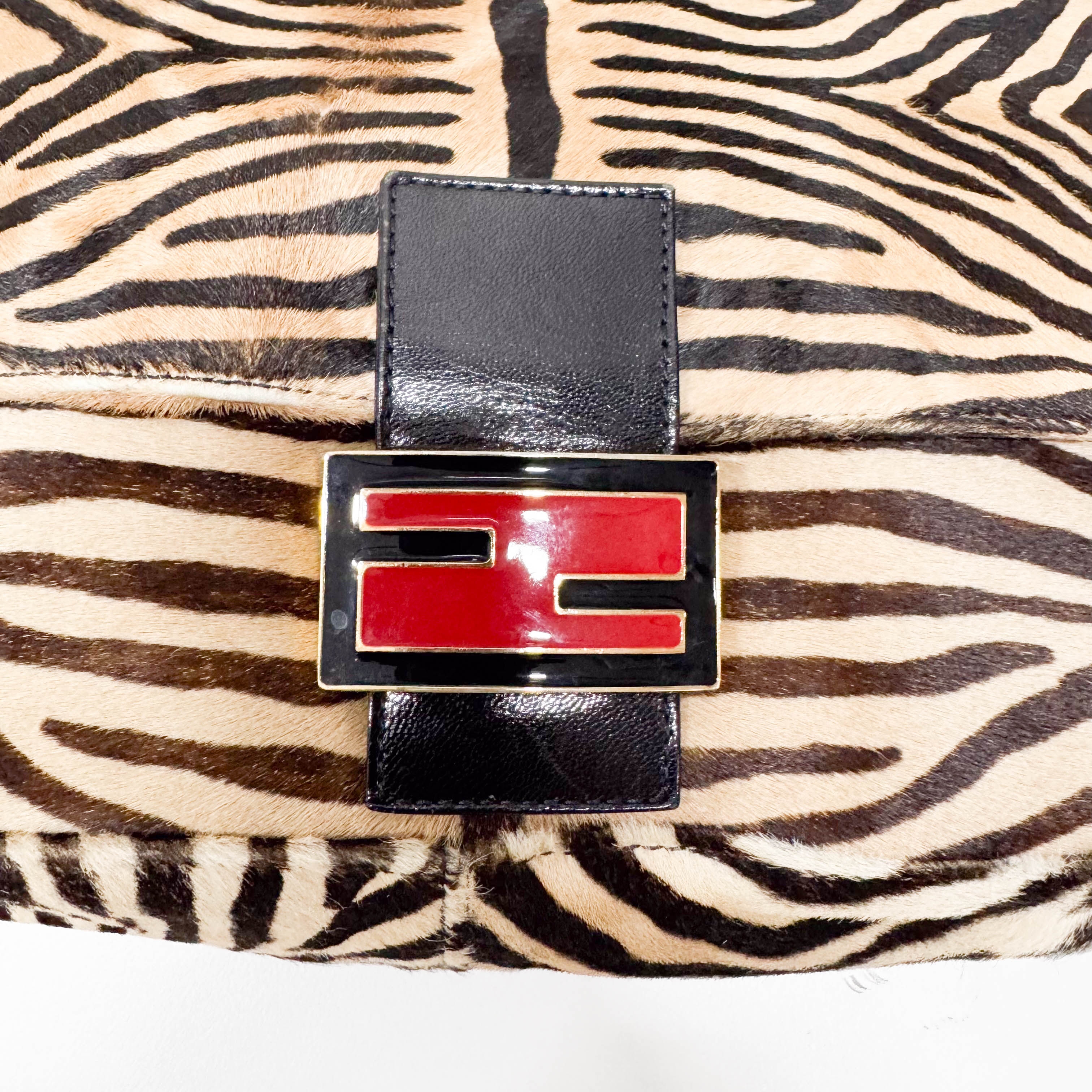 Mamma Baguette Zebra Print Pony Hair Shoulder Bag