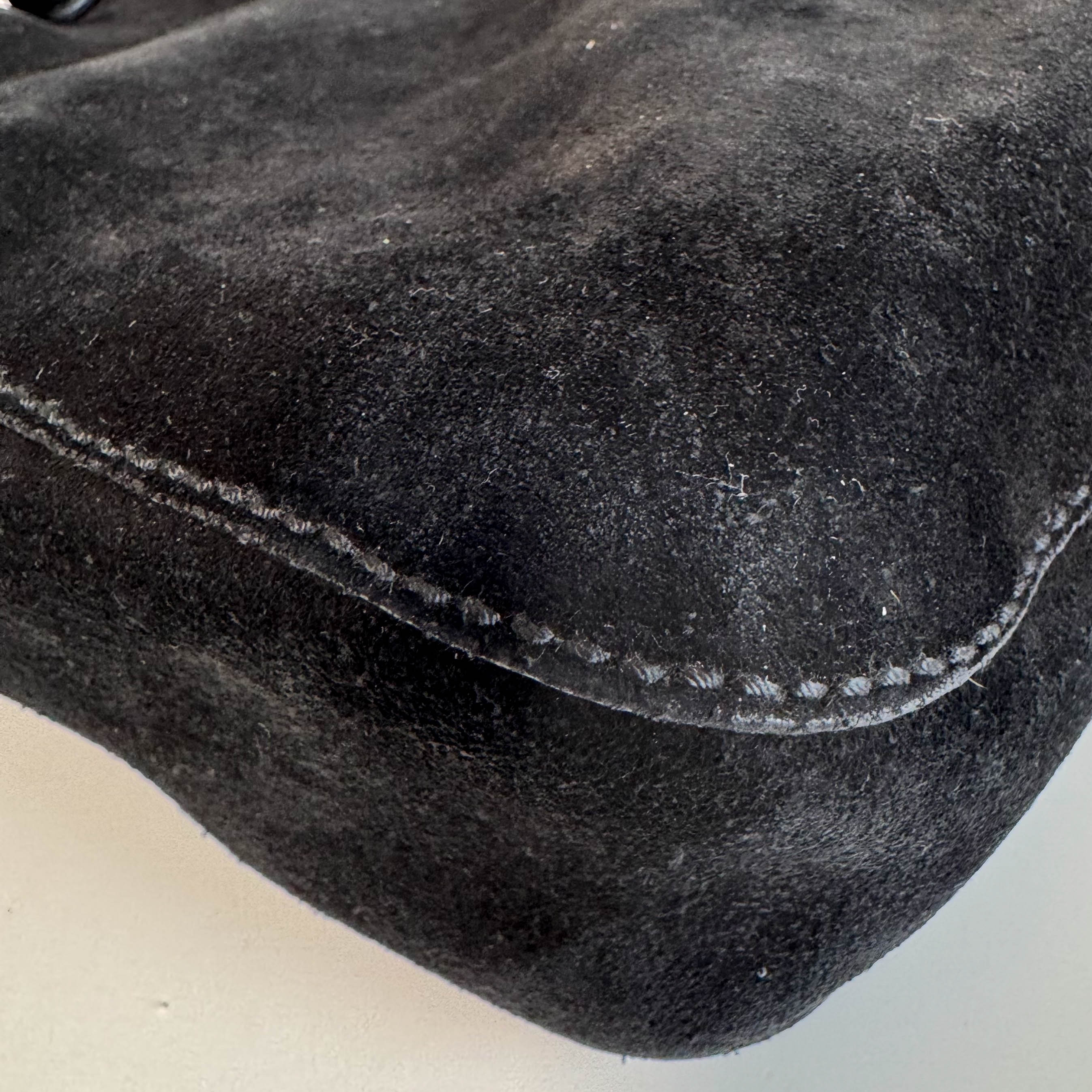 Vintage Black Suede Horsebit Shoulder Bag