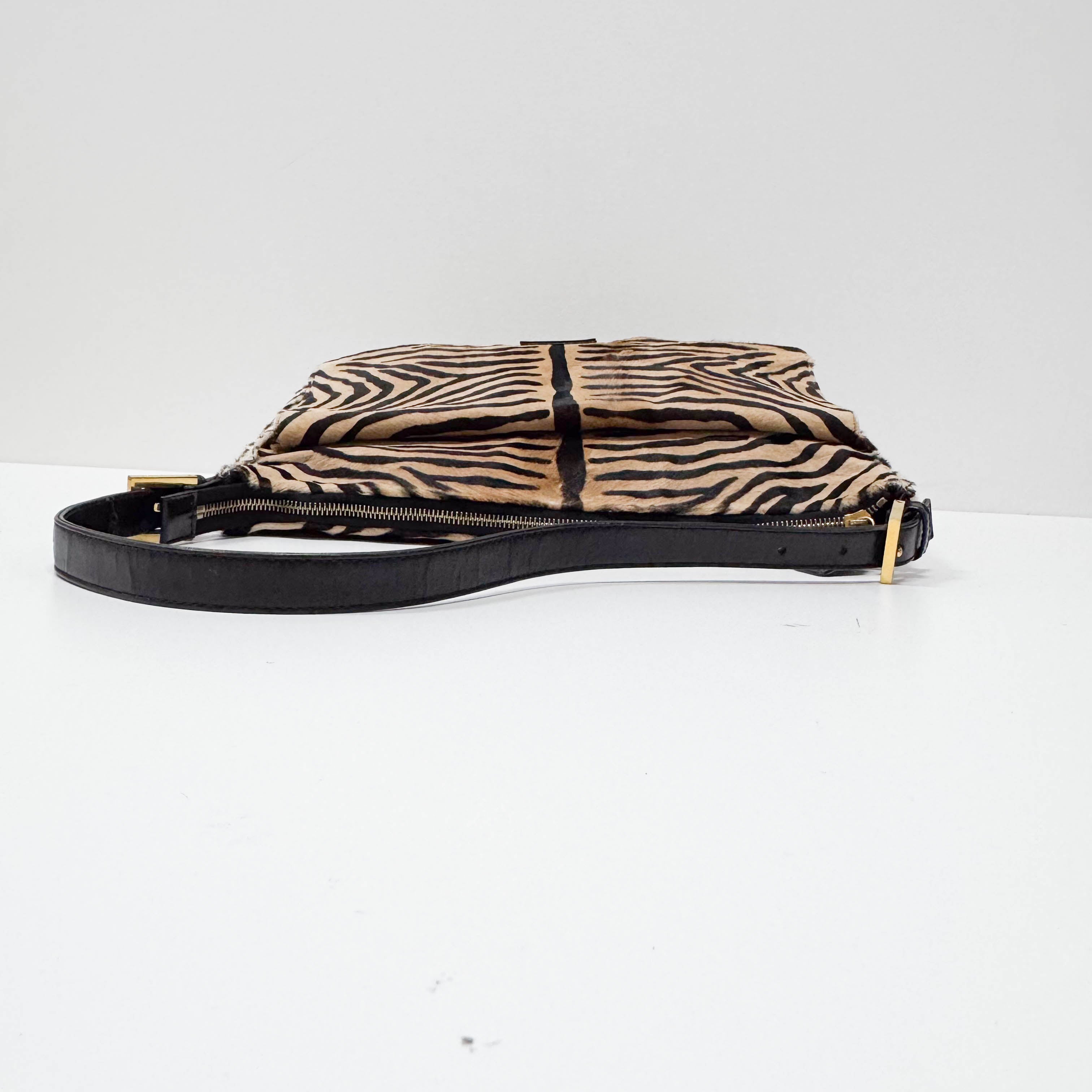 Mamma Baguette Zebra Print Pony Hair Shoulder Bag