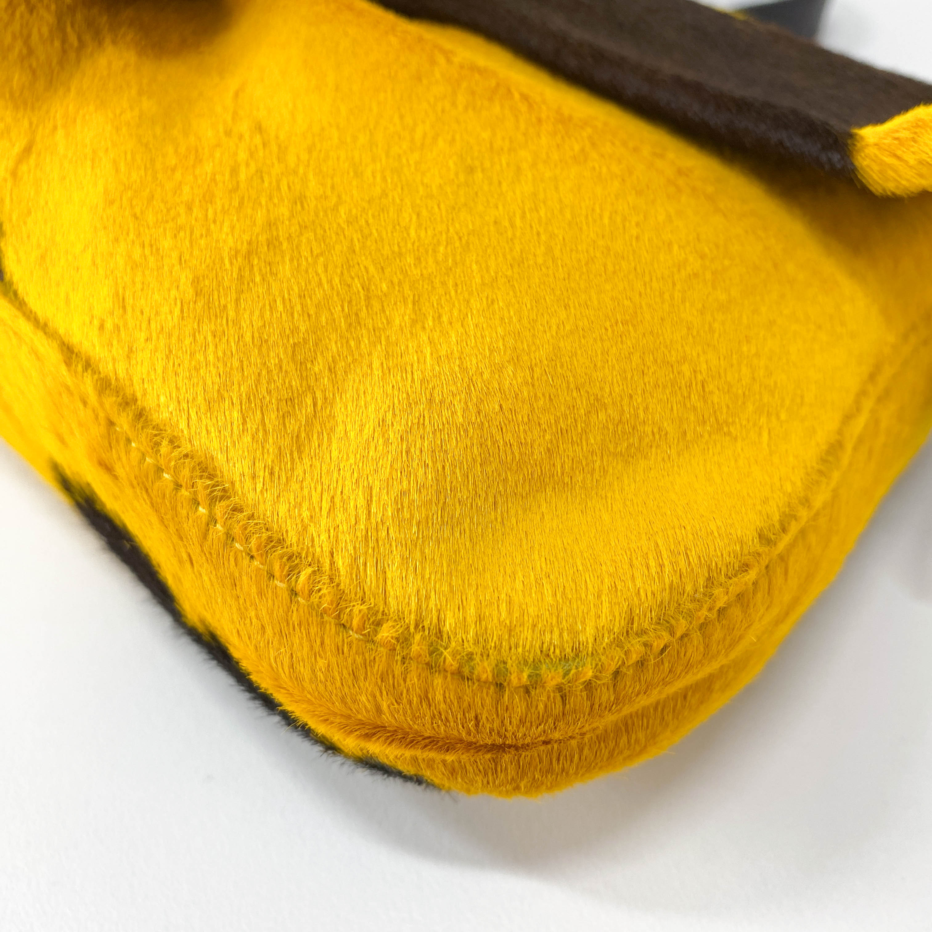 Baguette Yellow Cow Print Pony Hair Shoulder Bag
